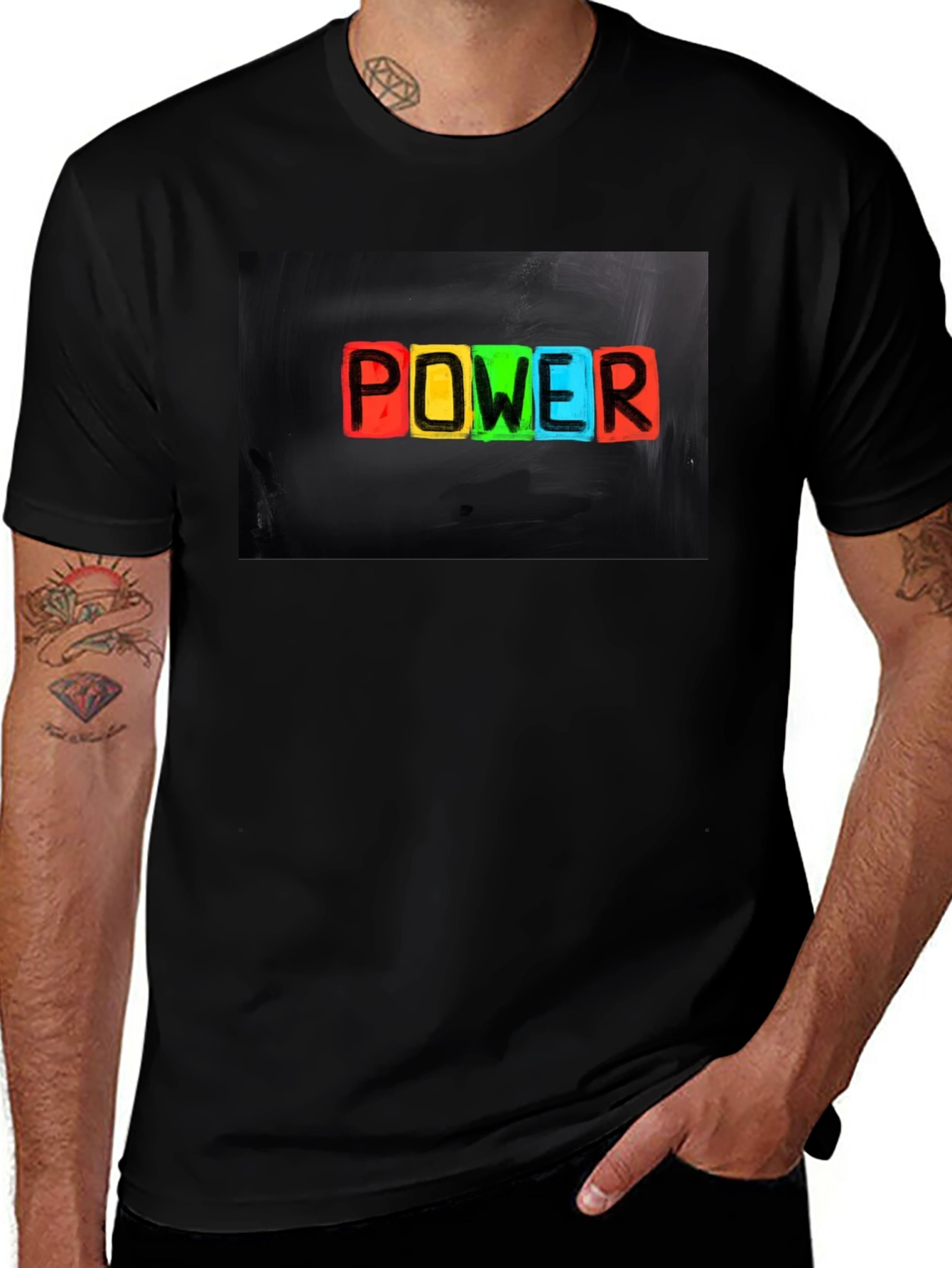Variant 4 of Power Graphic T-Shirt - Colorful Word Art Tee