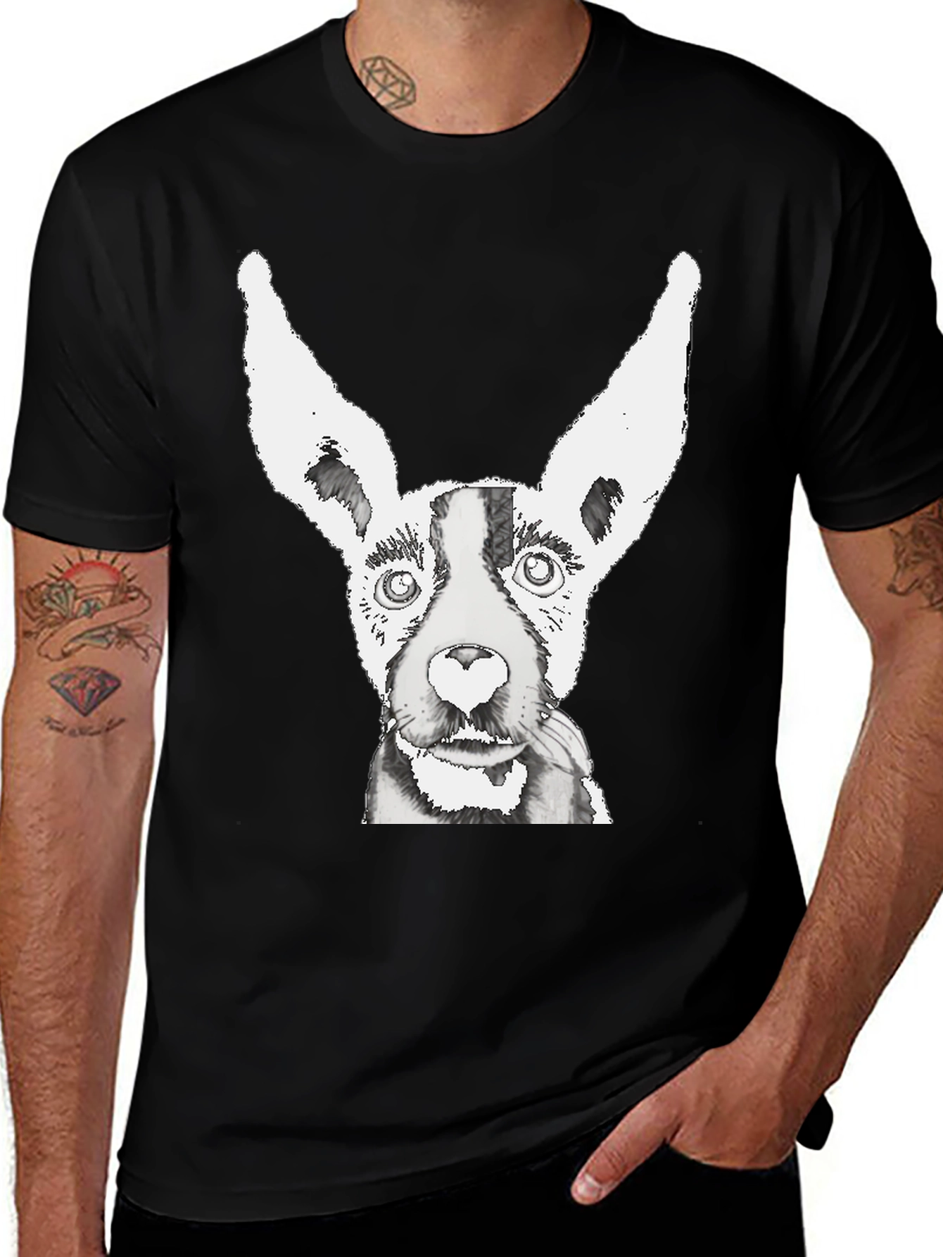 Variant 13 of Dog Graphic Tee - Black Cotton T-Shirt