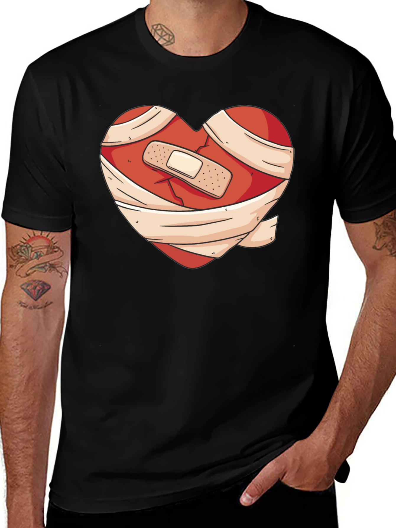 Variant 21 of Heartache Healed T-Shirt - Bandaged Heart Graphic Tee