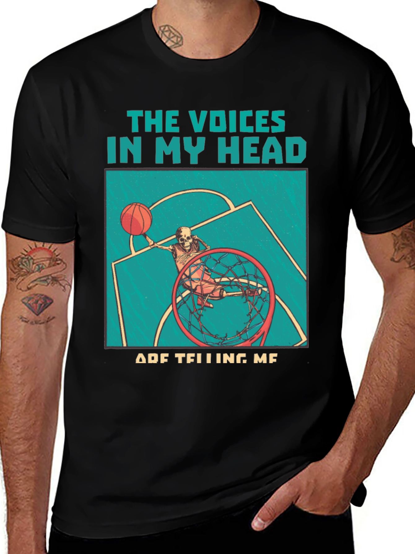 Variant 11 of Voices in My Head Basketball Skeleton T-Shirt