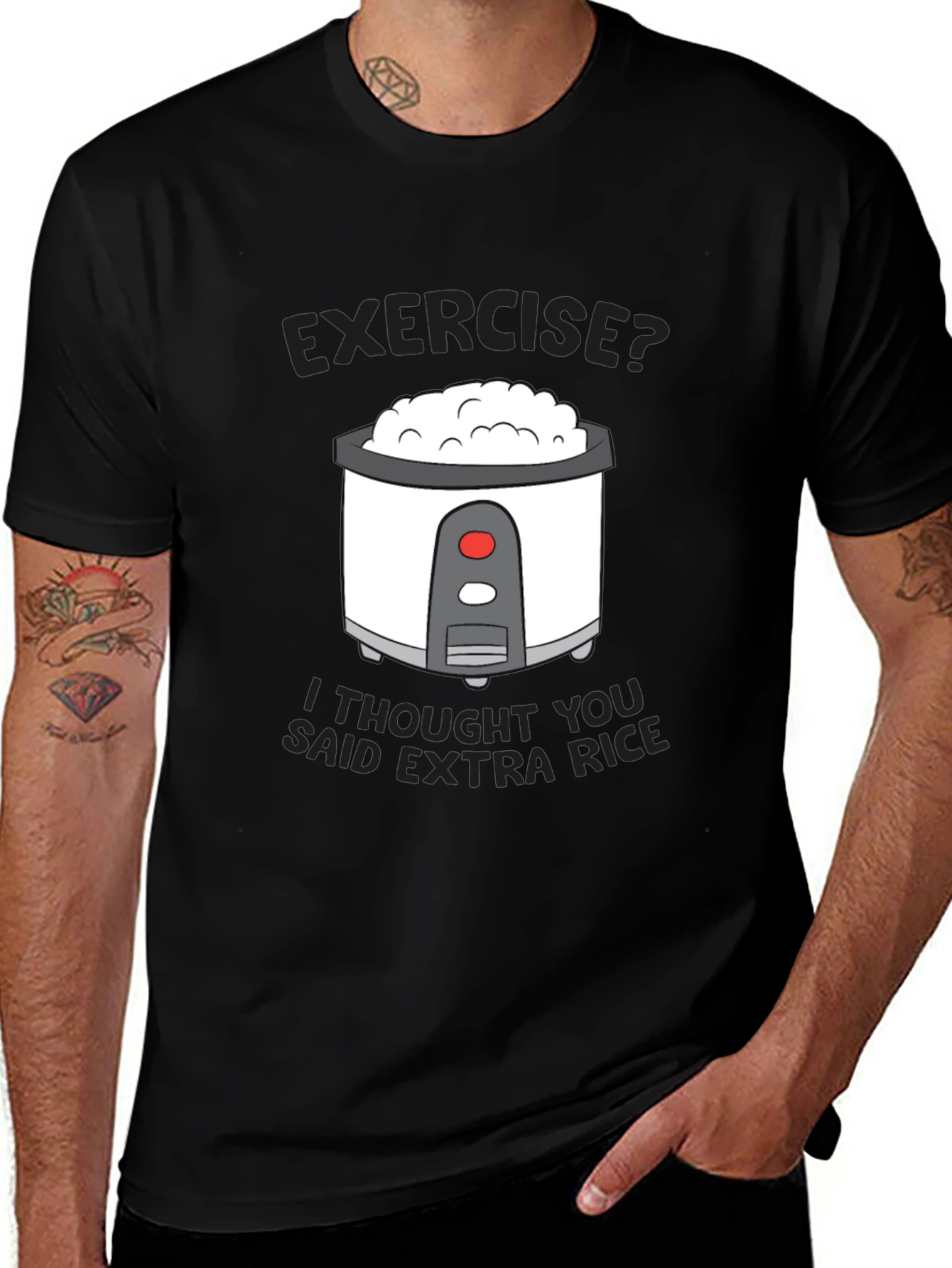 Variant 19 of Funny Rice Cooker T-Shirt - Exercise? Extra Rice!