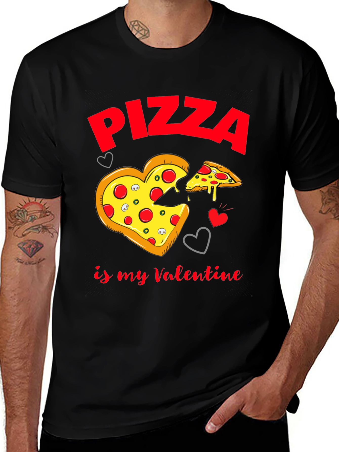 Variant 7 of Pizza My Valentine Black T-Shirt