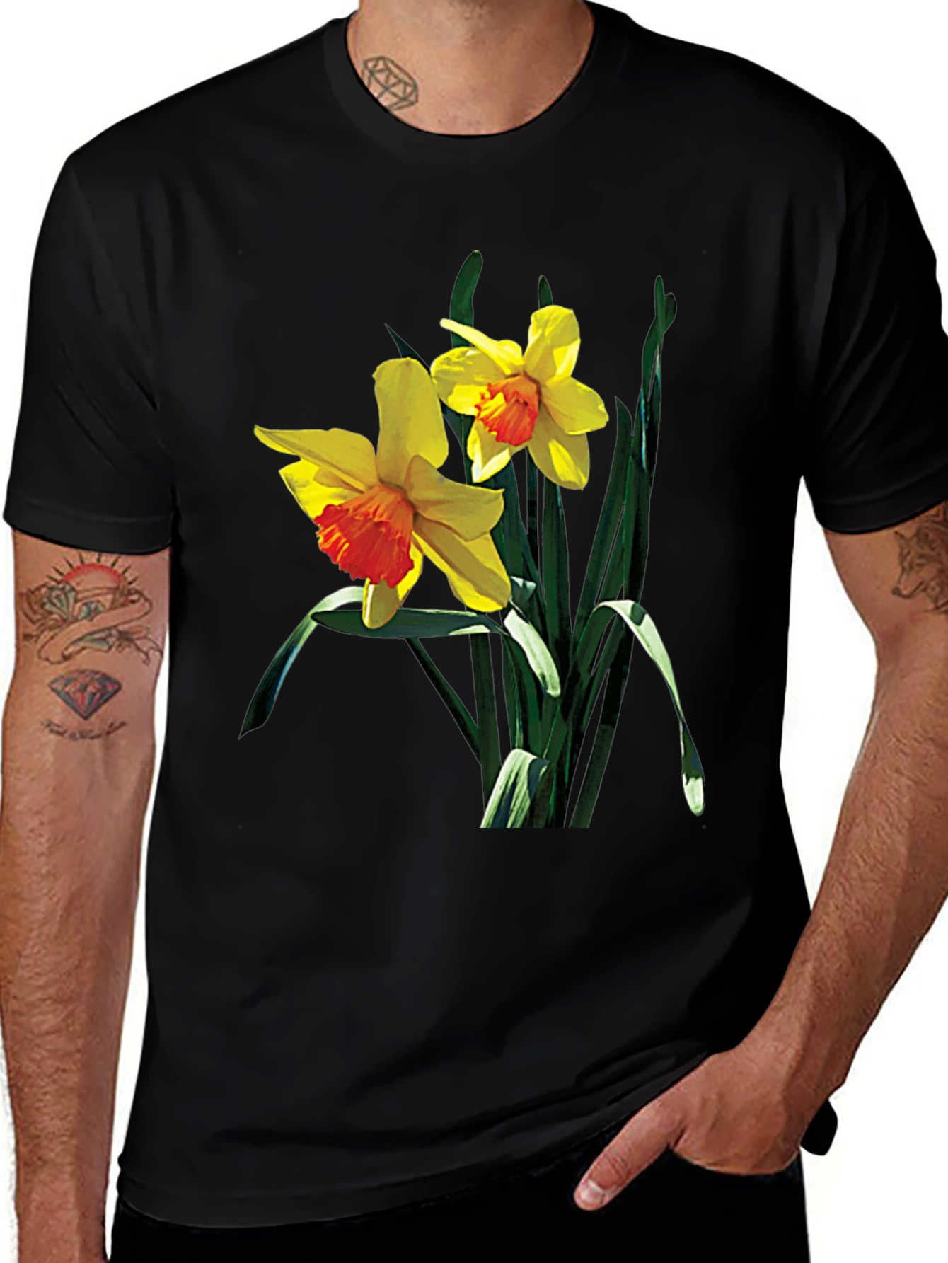 Variant 15 of Daffodil Graphic Tee - Black, Stylish, Nature-Inspired