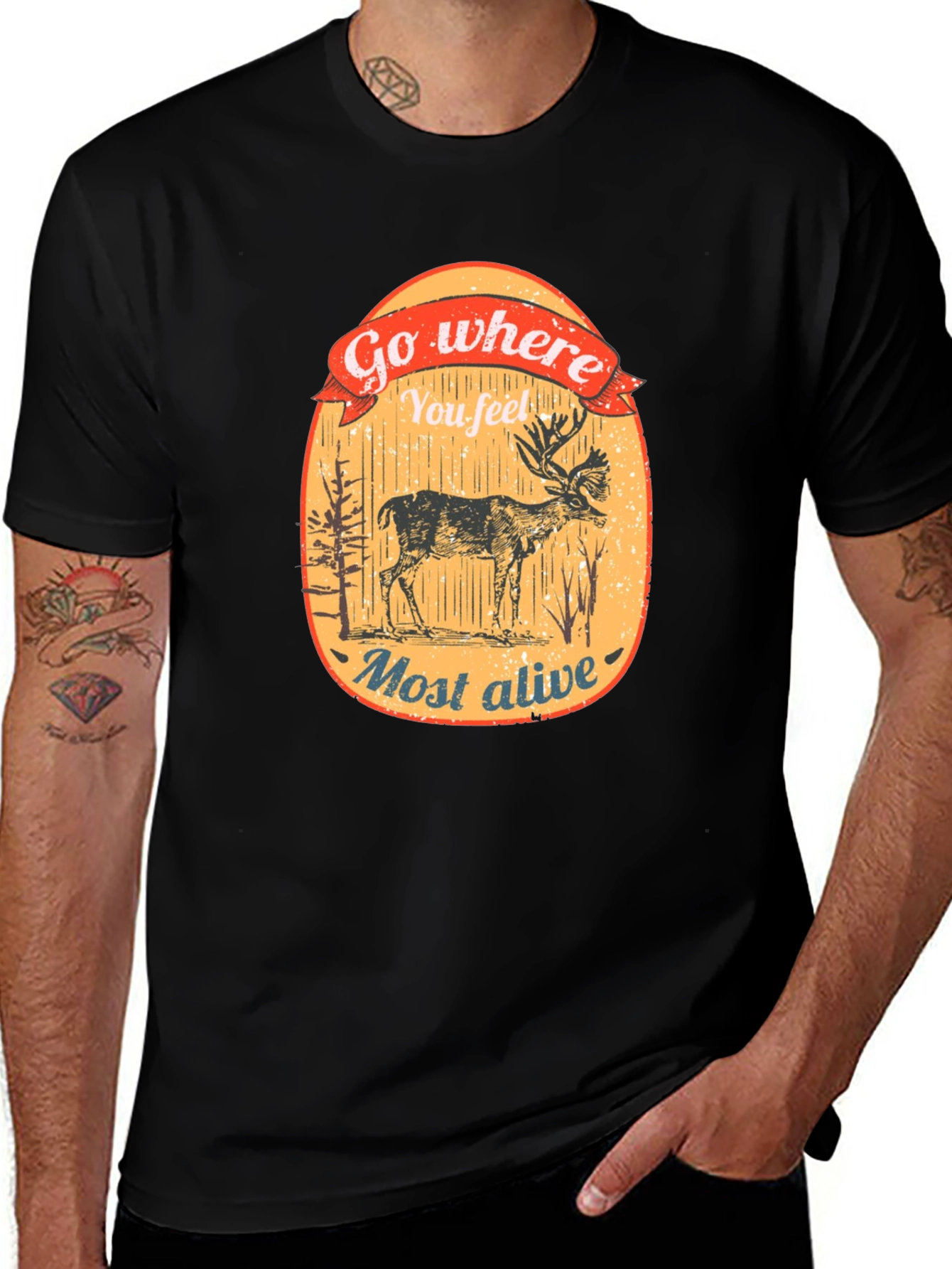 Variant 18 of Go Where You Feel Most Alive Deer Graphic Tee