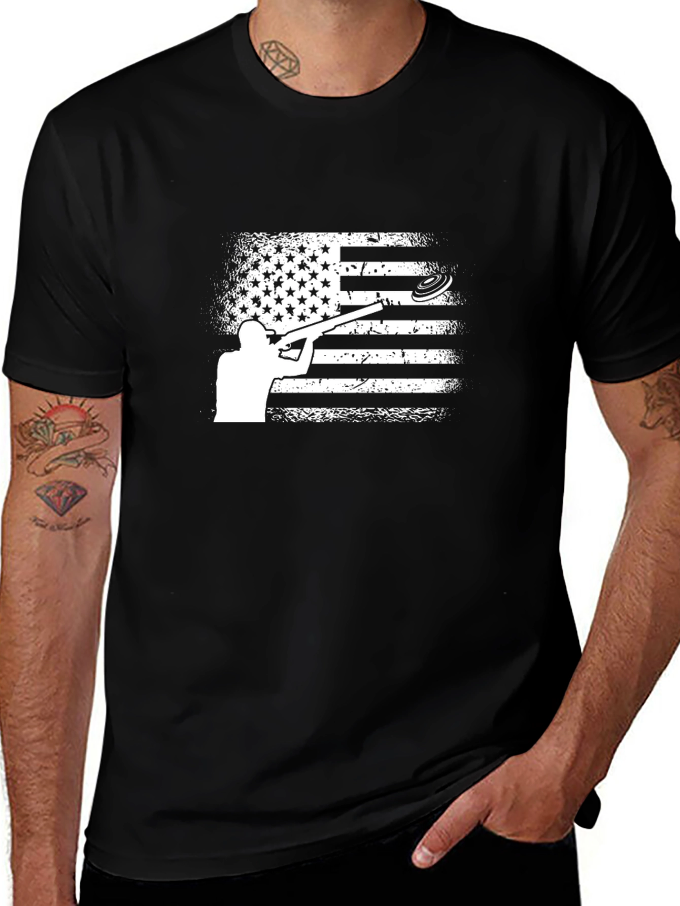 American Flag Clay Shooting T-Shirt