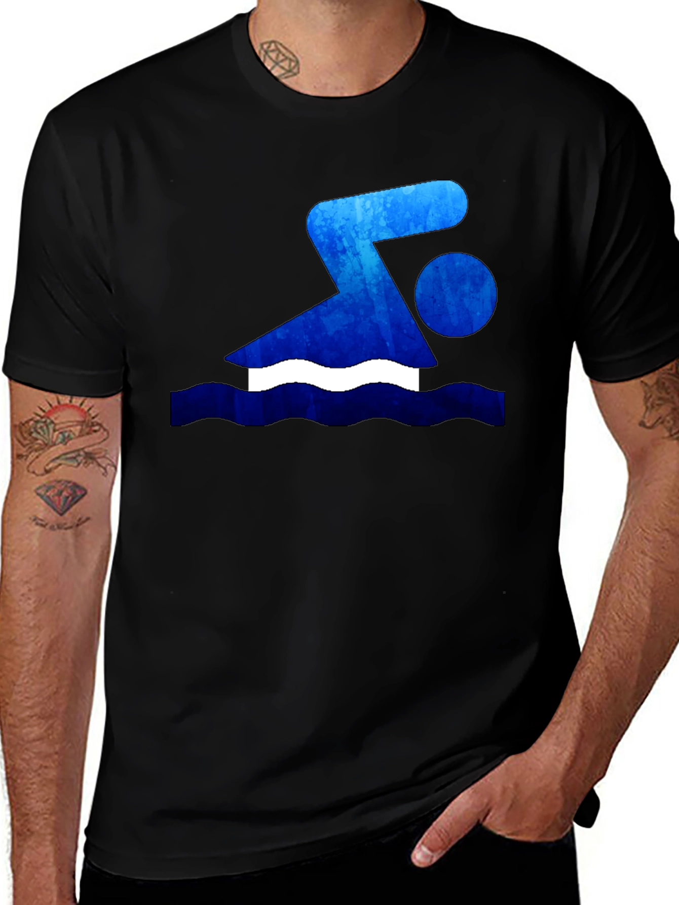 Variant 6 of Swimmer Graphic T-Shirt - Black