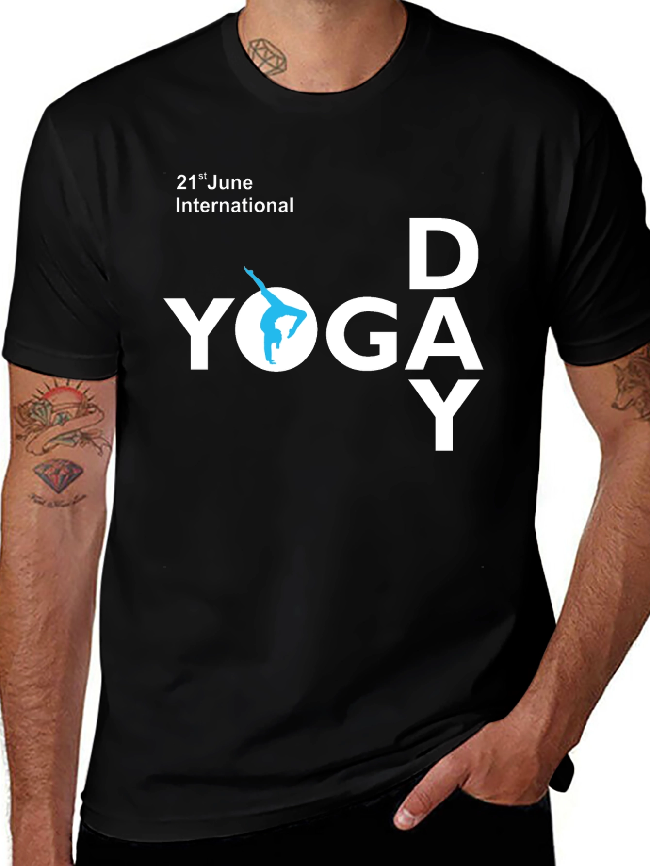 International Yoga Day Black T-Shirt