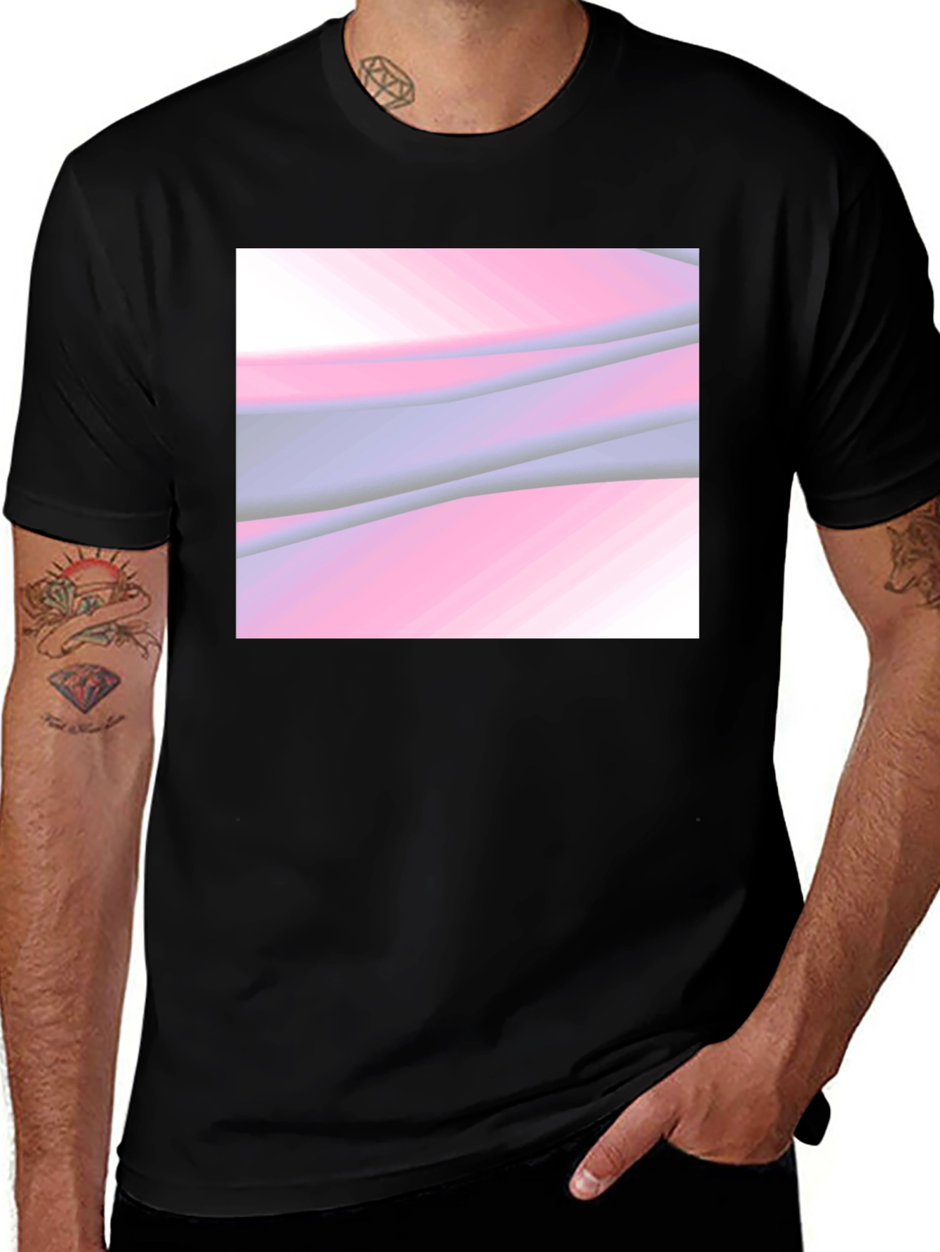 Abstract Wave Graphic Black T-Shirt