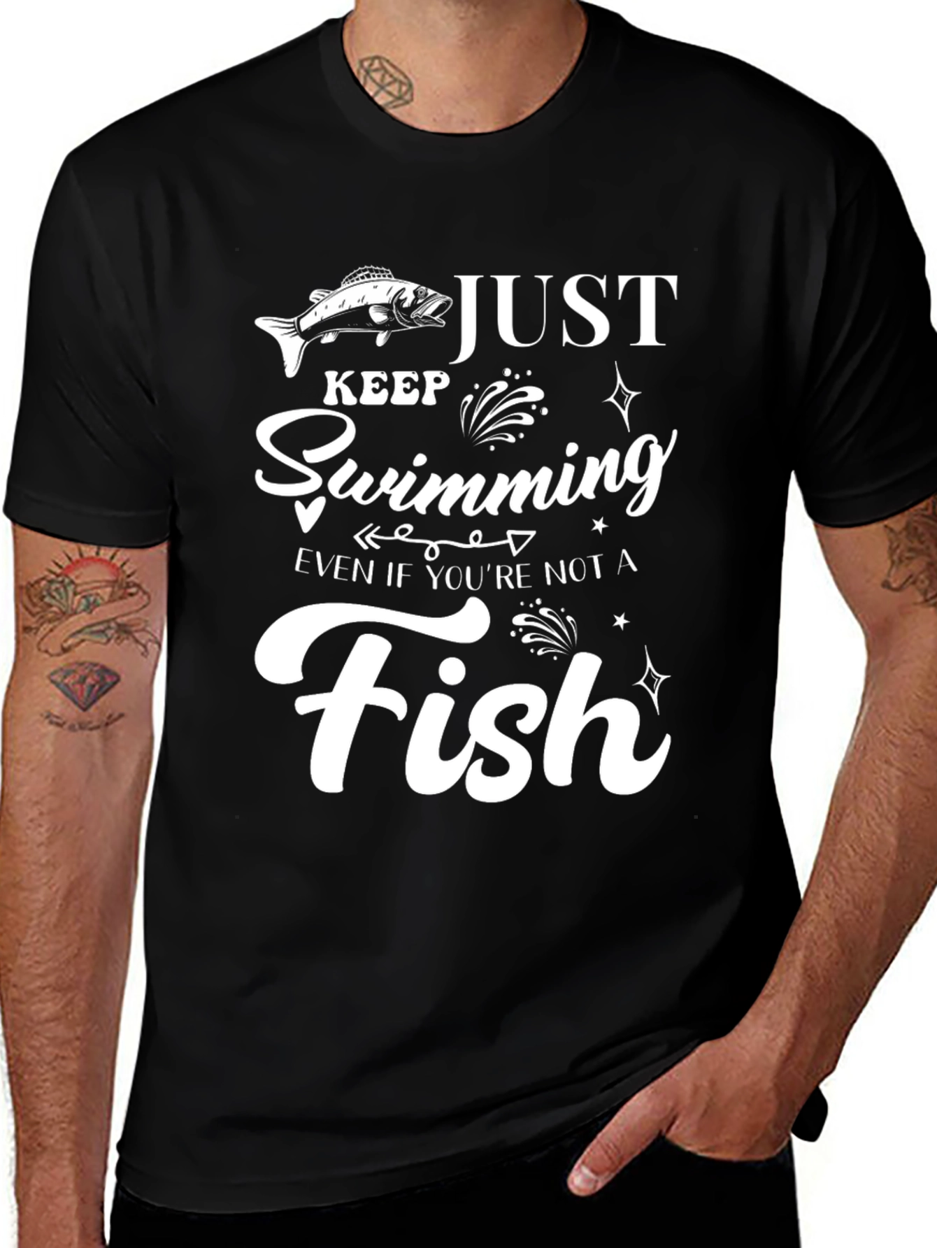 Variant 25 of Just Keep Swimming Black T-Shirt