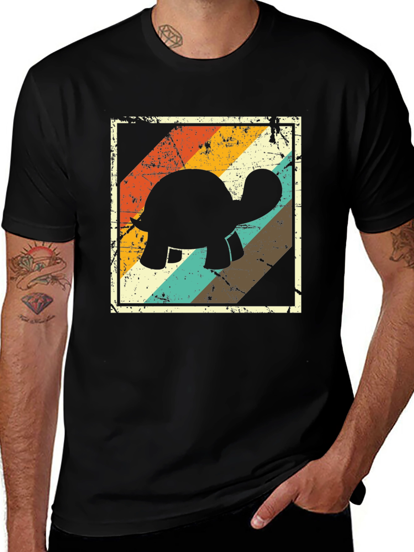 Variant 16 of Retro Turtle Graphic Tee - Black