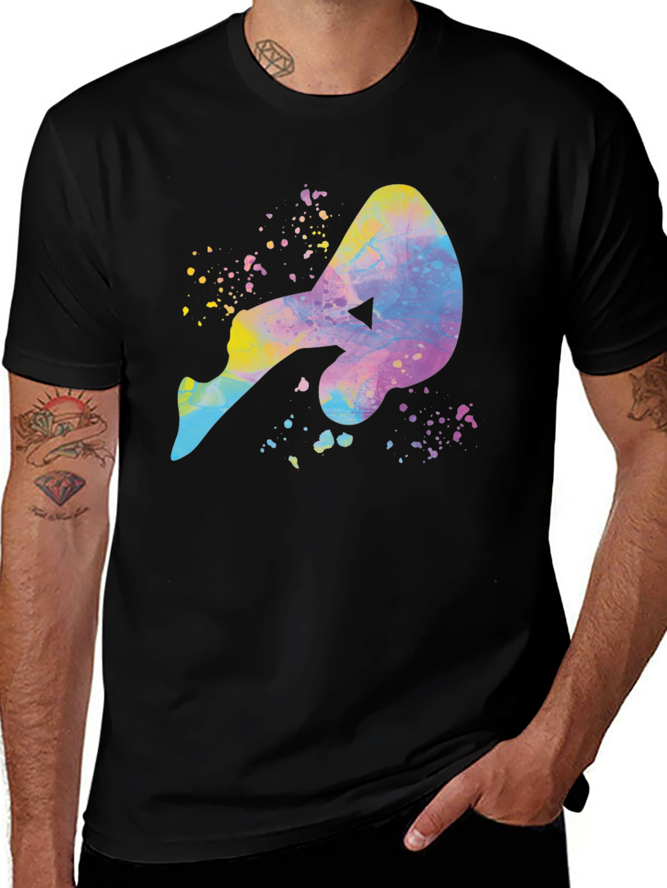 Variant 22 of Abstract Watercolor Figure Black T-Shirt
