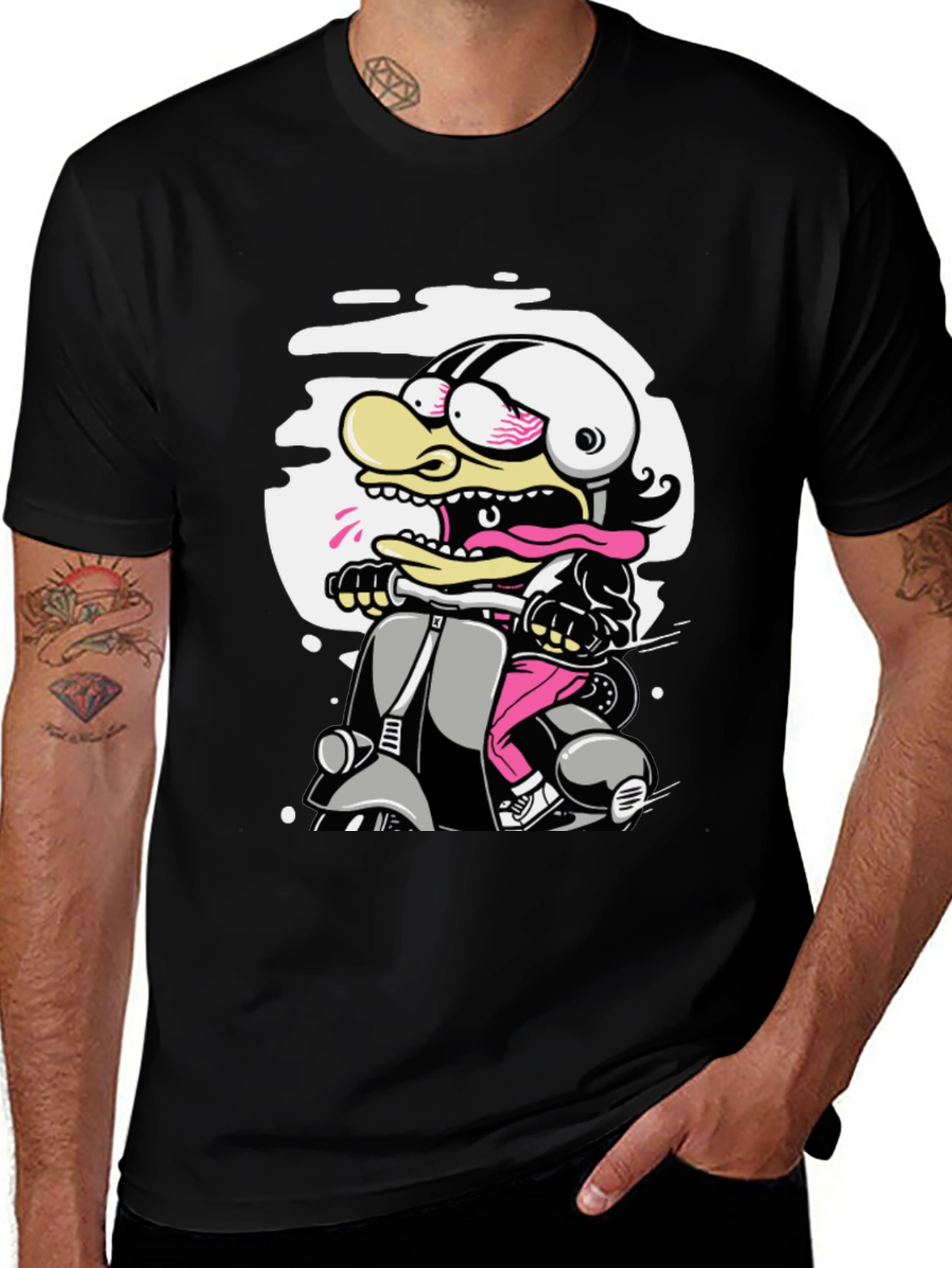 Variant 10 of Cartoon Duck on Scooter Graphic Tee