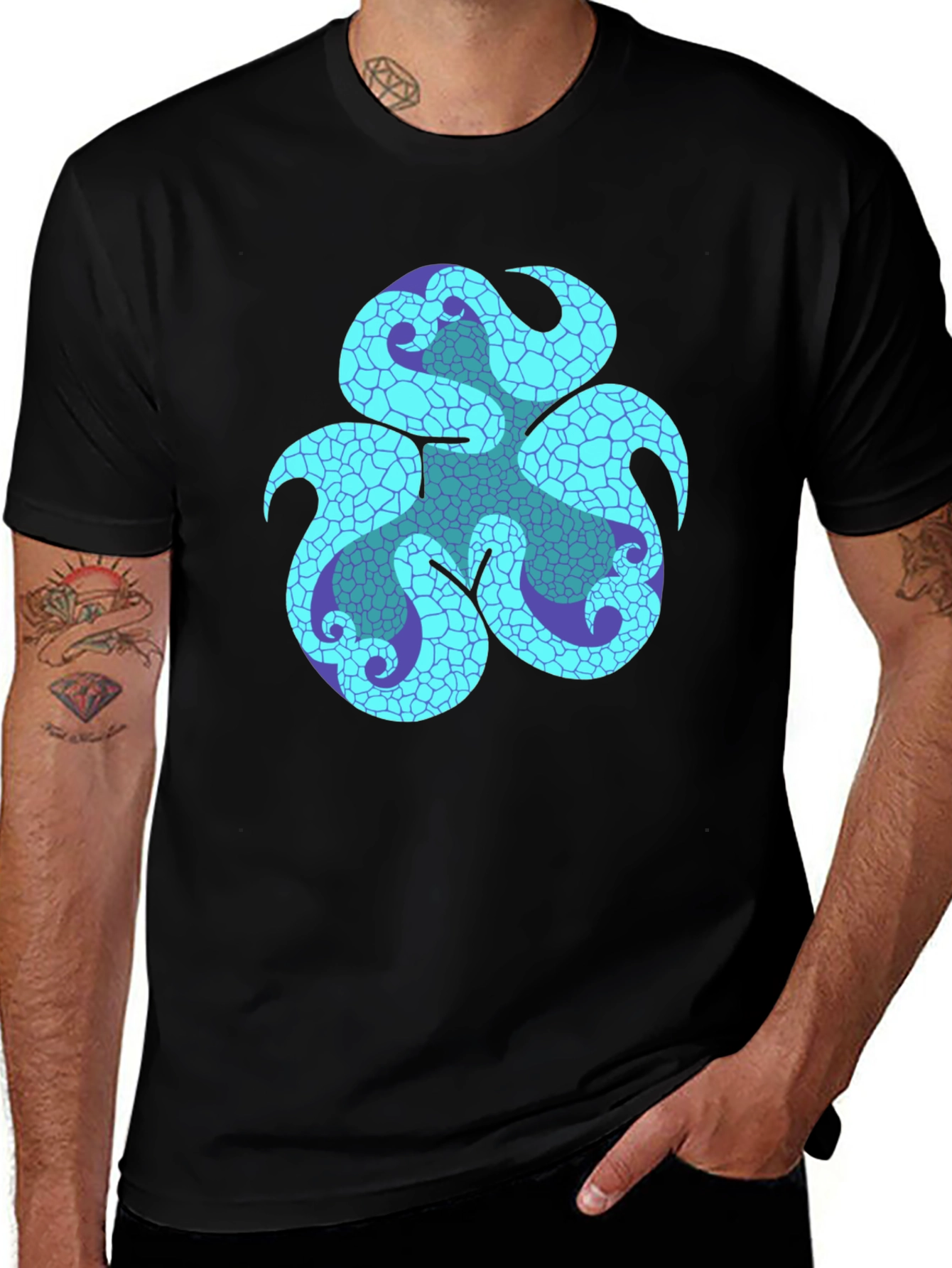 Variant 7 of Abstract Fractal Octopus T-Shirt - Unique Graphic Tee