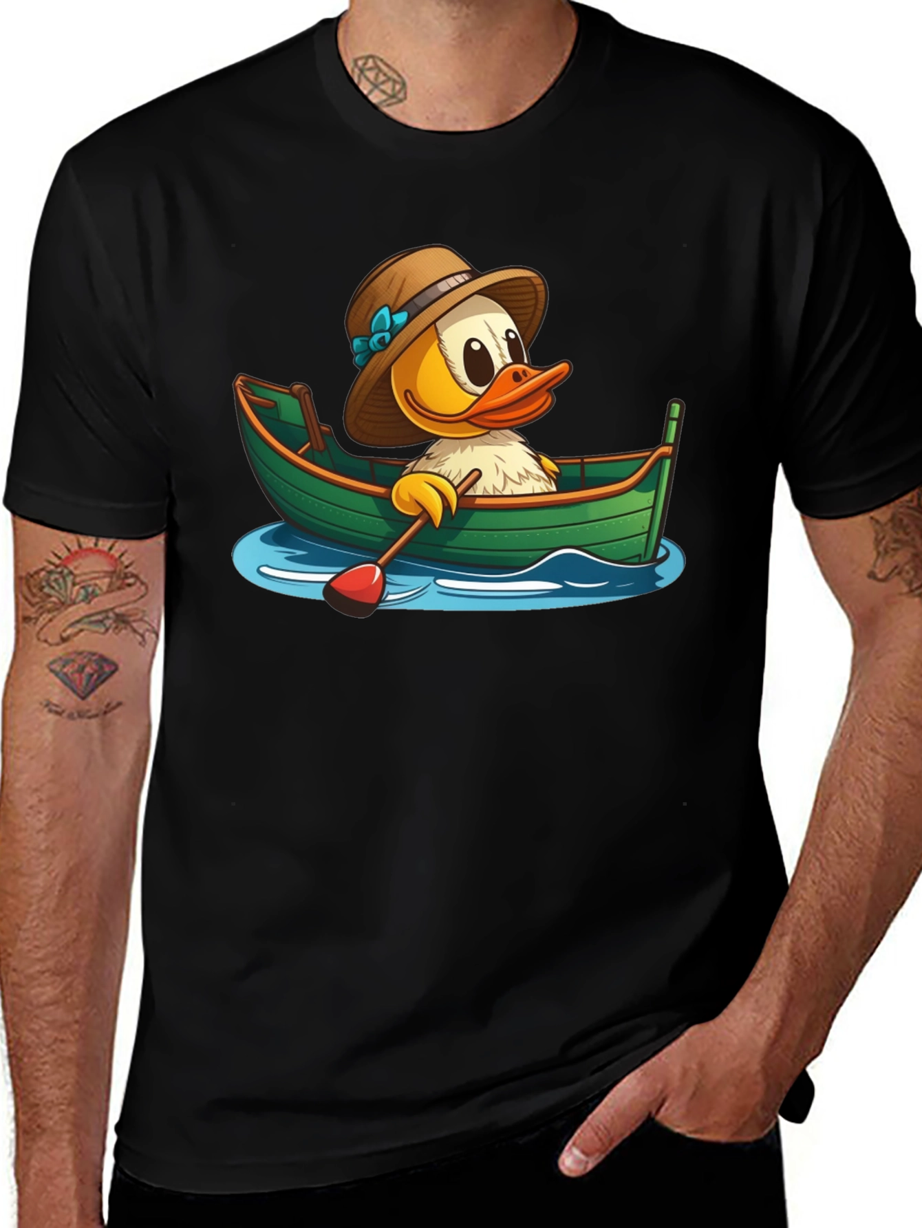 Variant 6 of Duck in Boat T-Shirt: Quirky Cartoon Graphic Tee