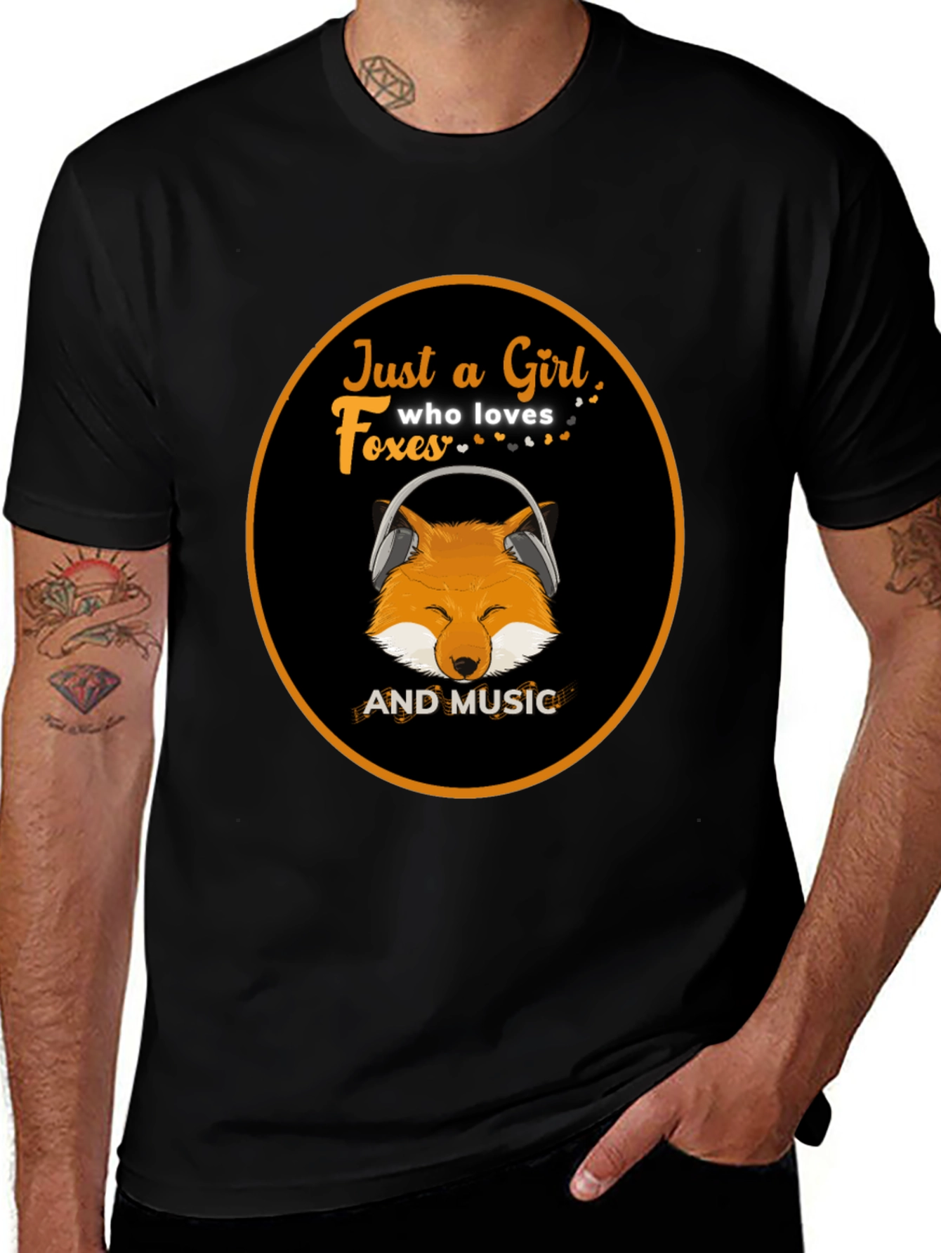 Variant 12 of Just a Girl Who Loves Foxes & Music T-Shirt