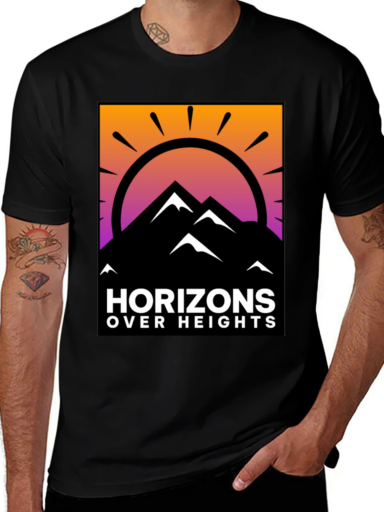 Variant 10 of Horizons Over Heights Graphic Tee - Mountain Sunrise Design