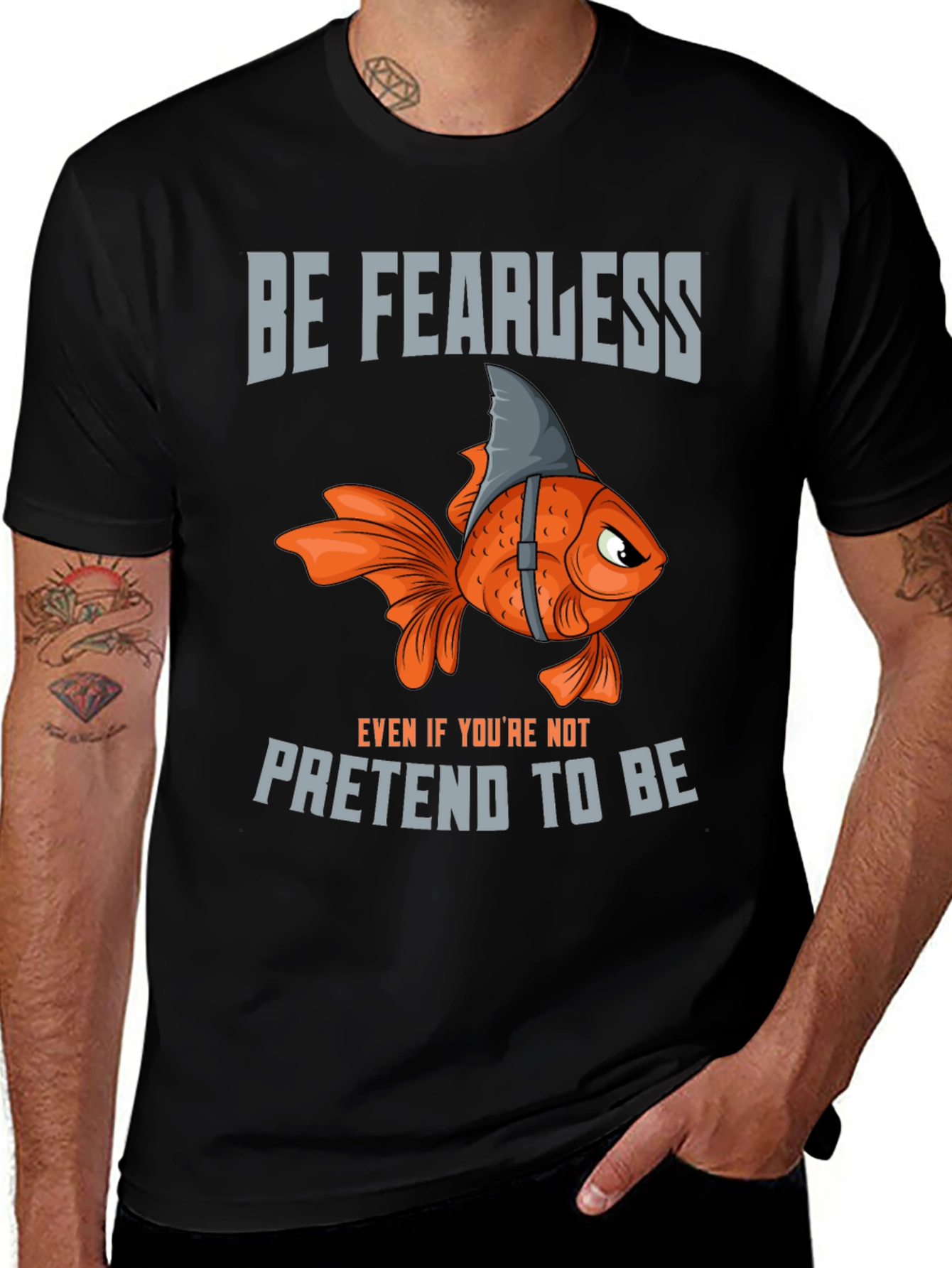 Variant 2 of Be Fearless T-Shirt | Shark Fin Goldfish Tee