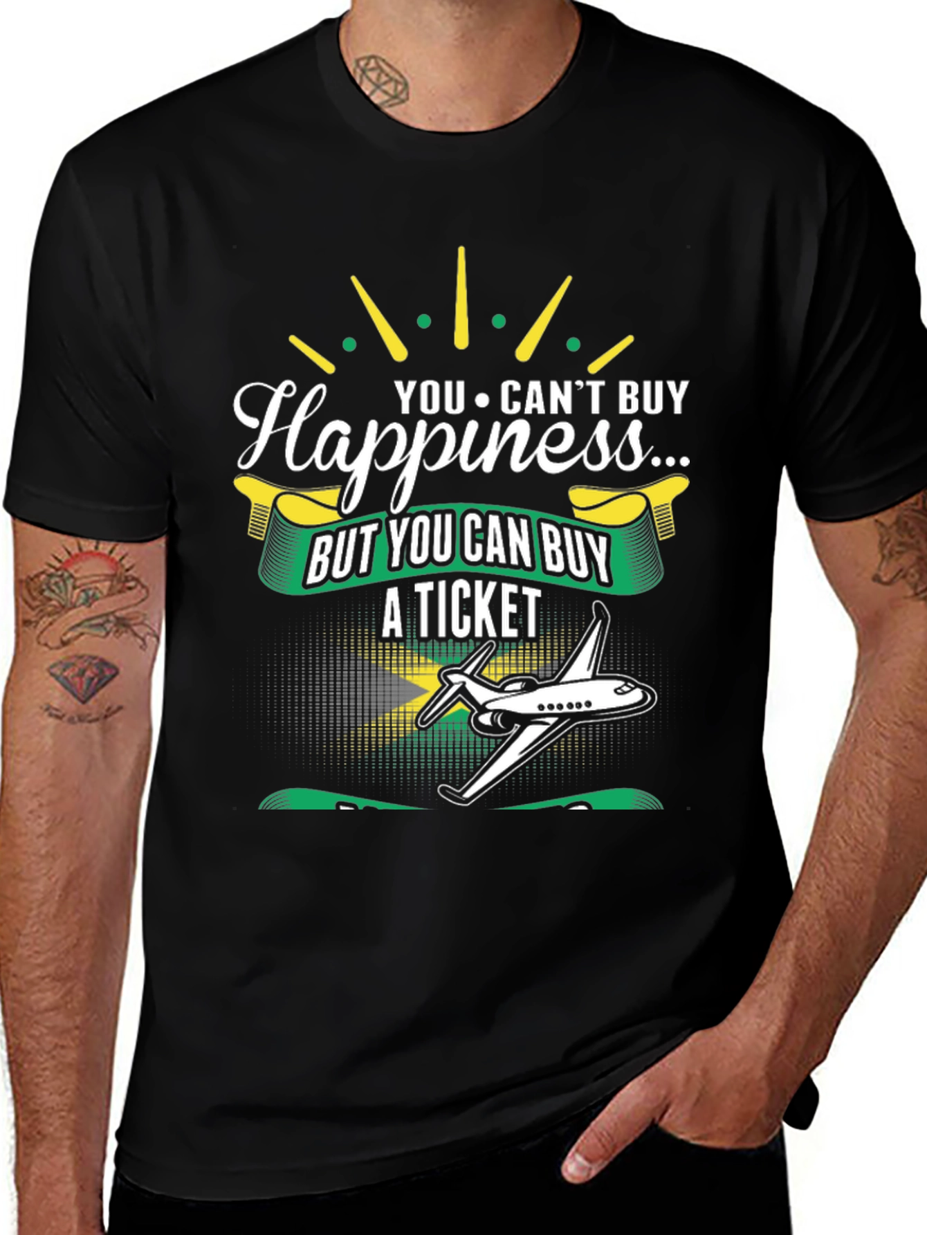 Variant 27 of Happiness Ticket Graphic Tee - Jamaica Flag
