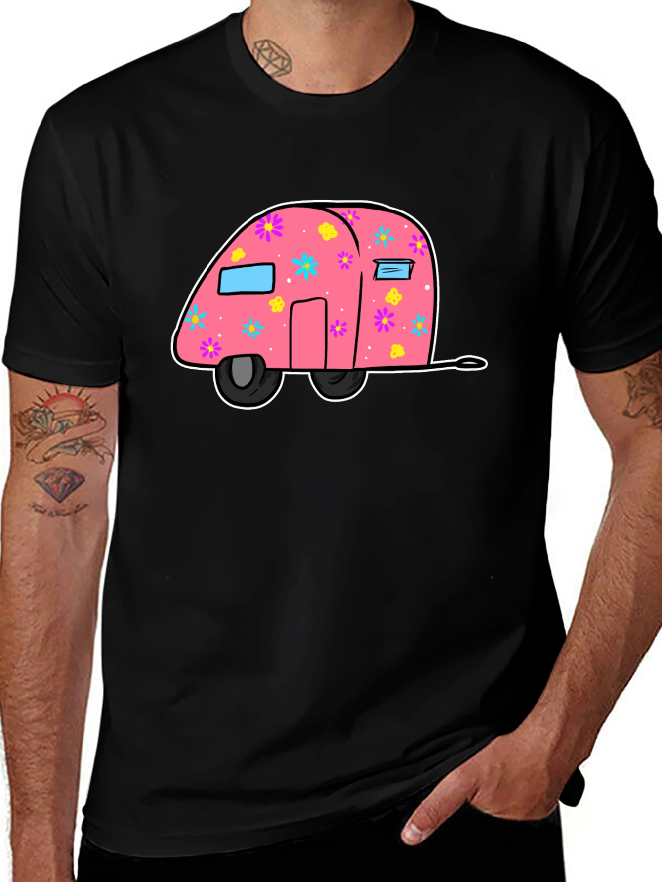 Variant 28 of Retro Camper Graphic Tee - Black