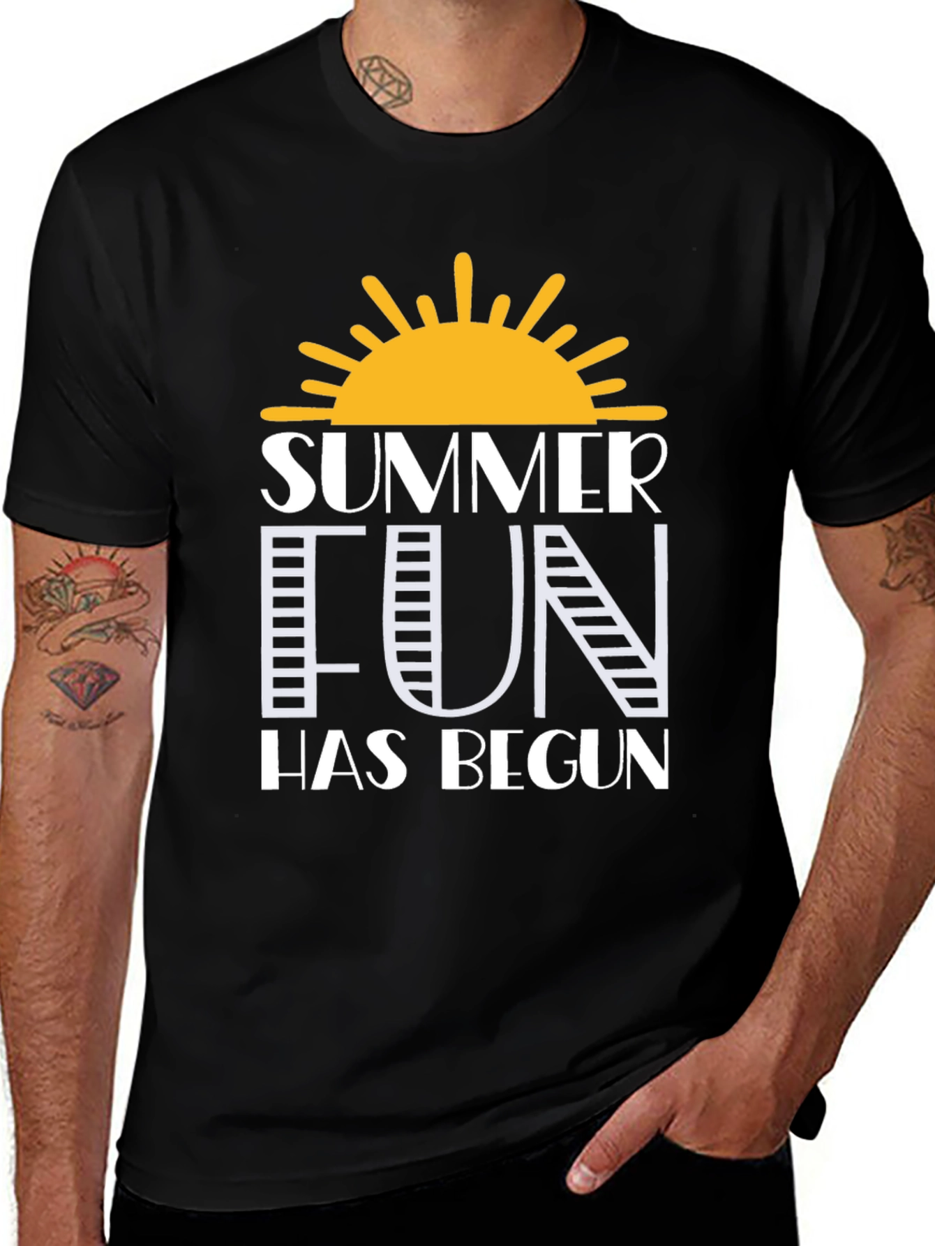Variant 21 of Summer Fun Graphic T-Shirt - Black Crew Neck Tee