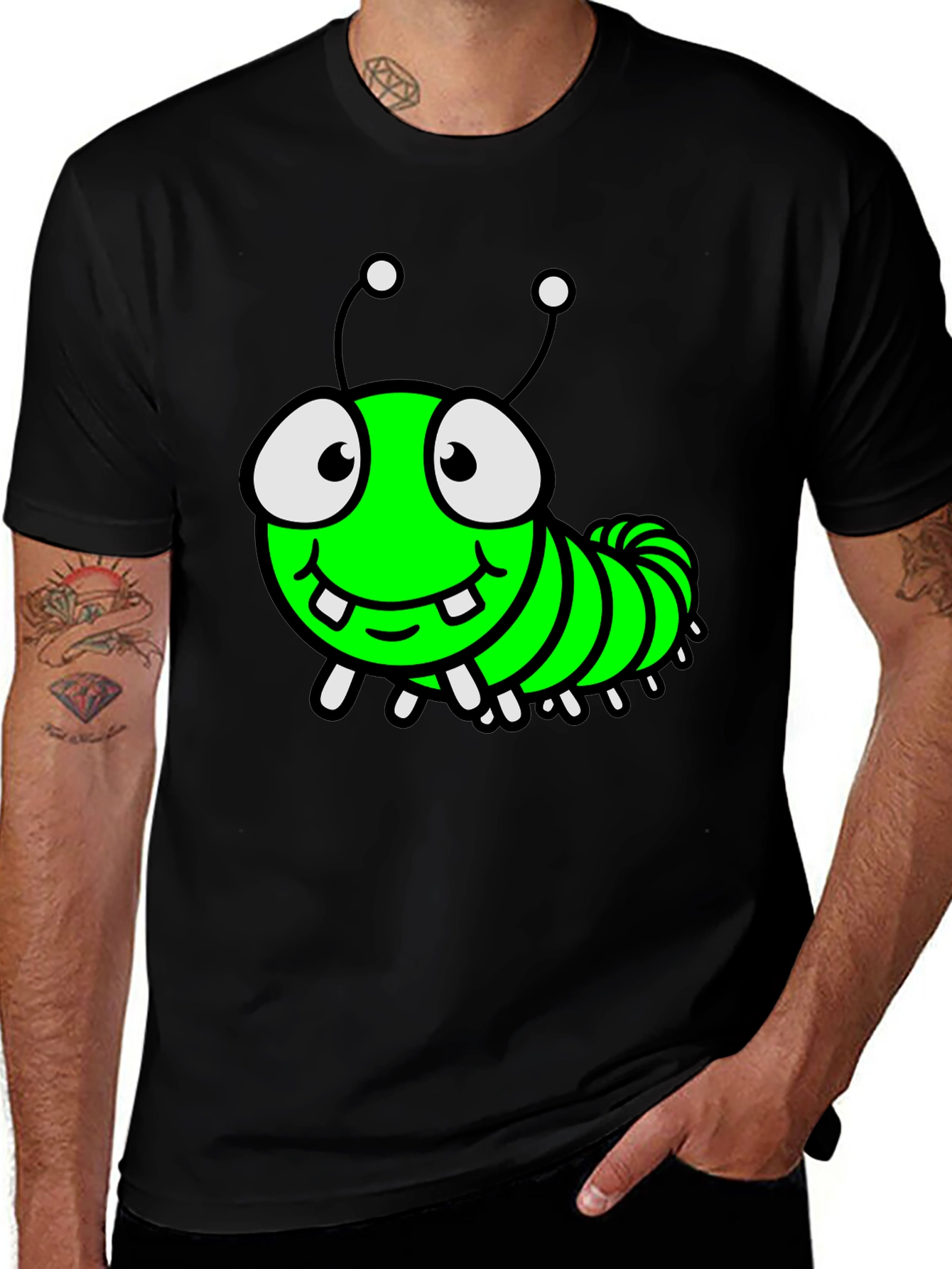 Cartoon Caterpillar Graphic T-Shirt