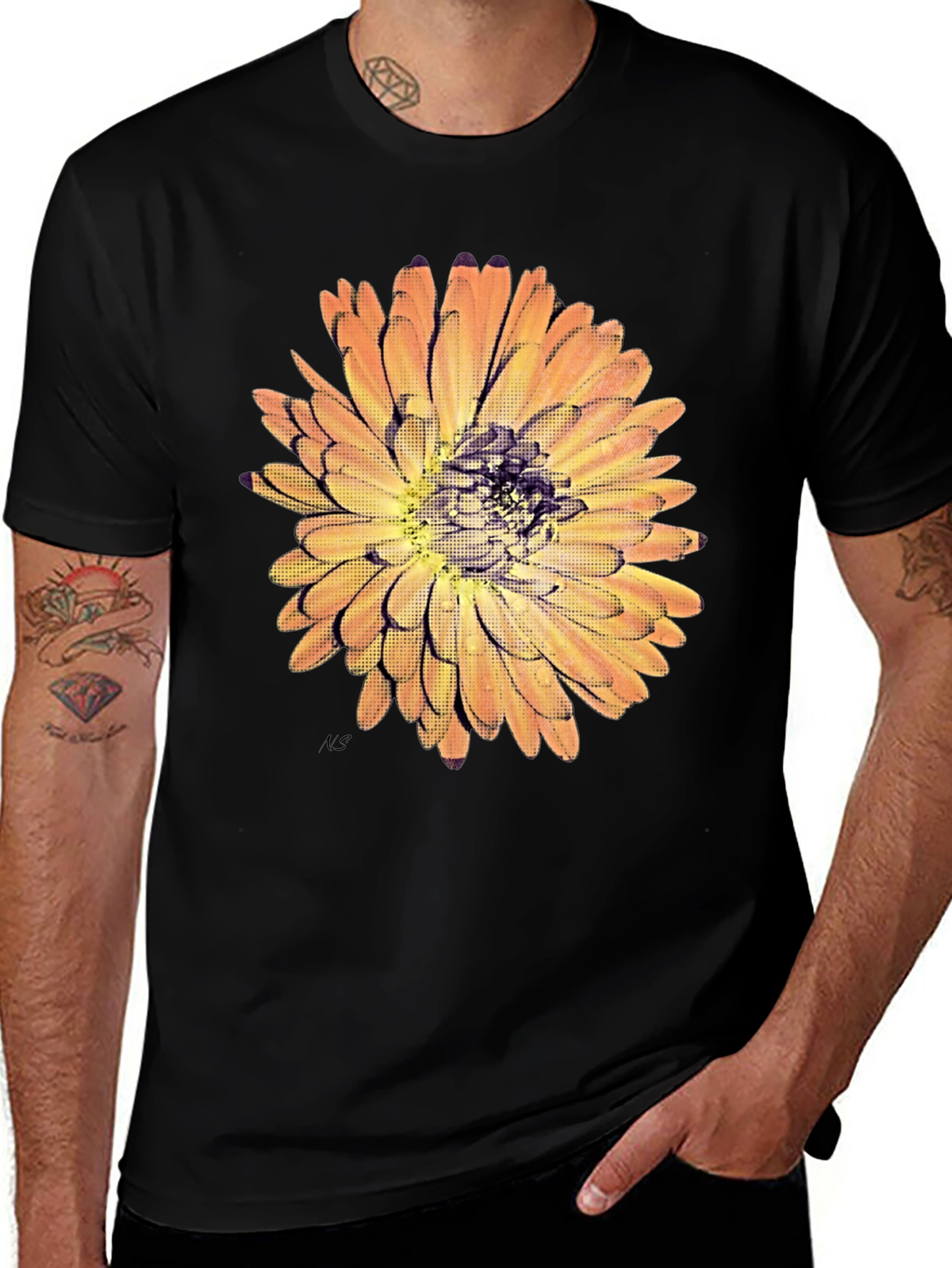 Black Floral Graphic Print Tee