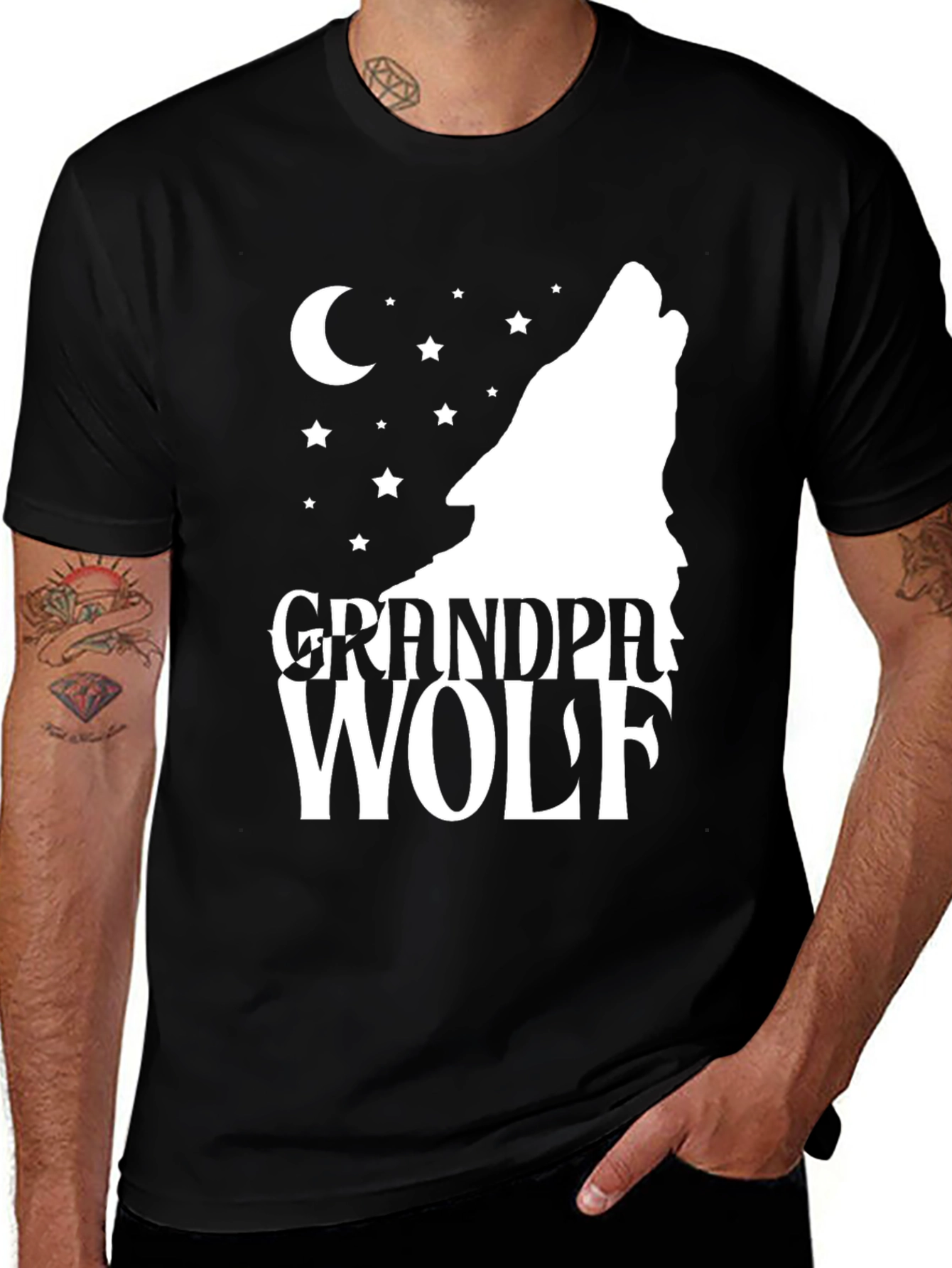 Grandpa Wolf Graphic Tee - Novelty T-Shirt