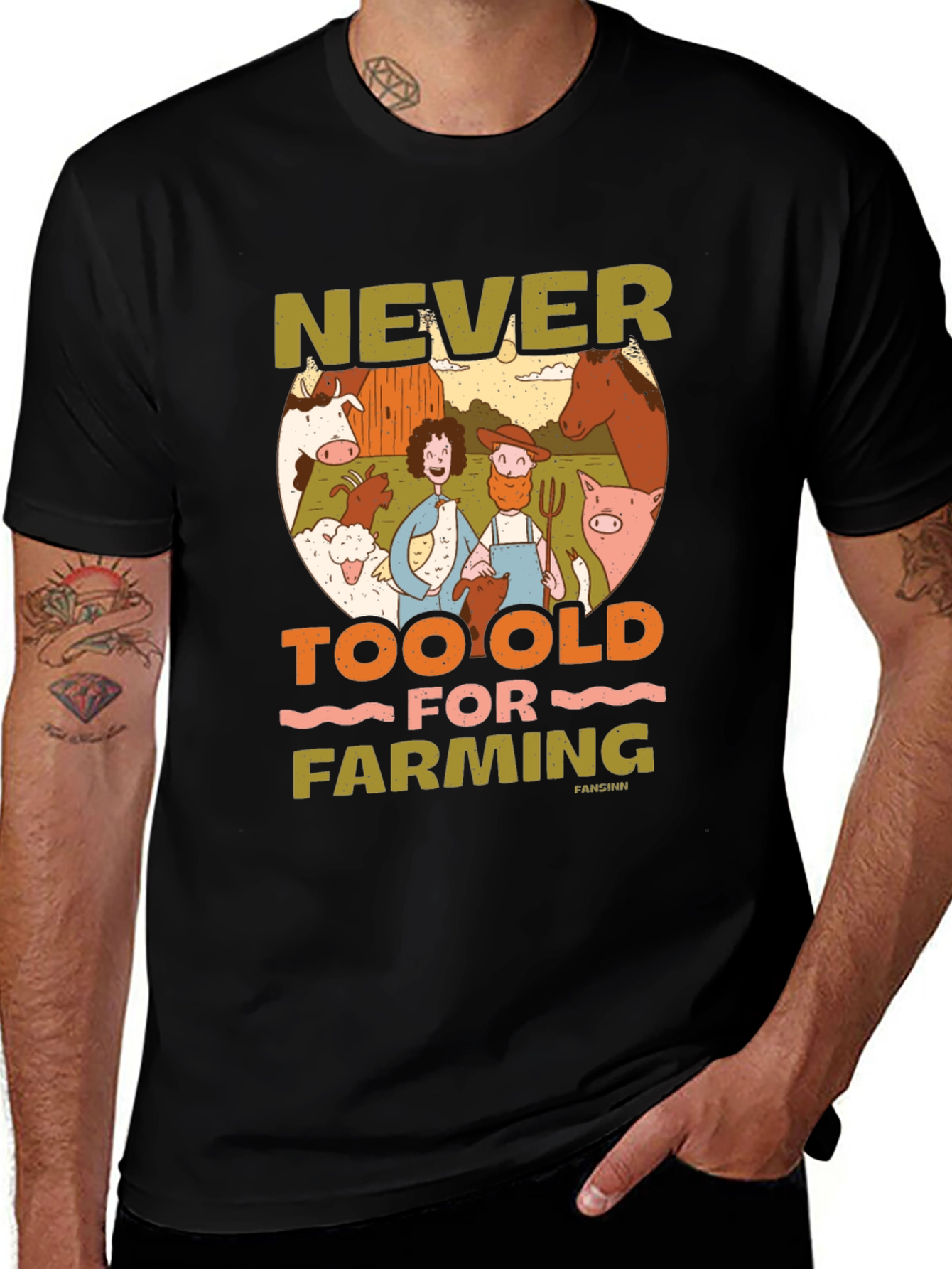Never Too Old for Farming Graphic T-Shirt
