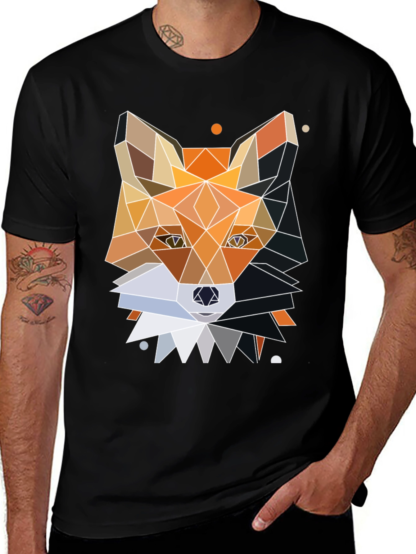 Variant 18 of Geometric Fox Graphic Tee - Unique Polygonal Design