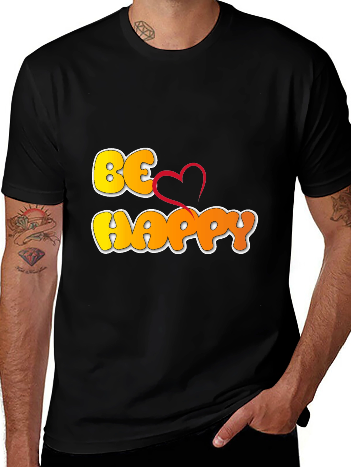 Variant 15 of Be Happy Graphic T-Shirt - Black