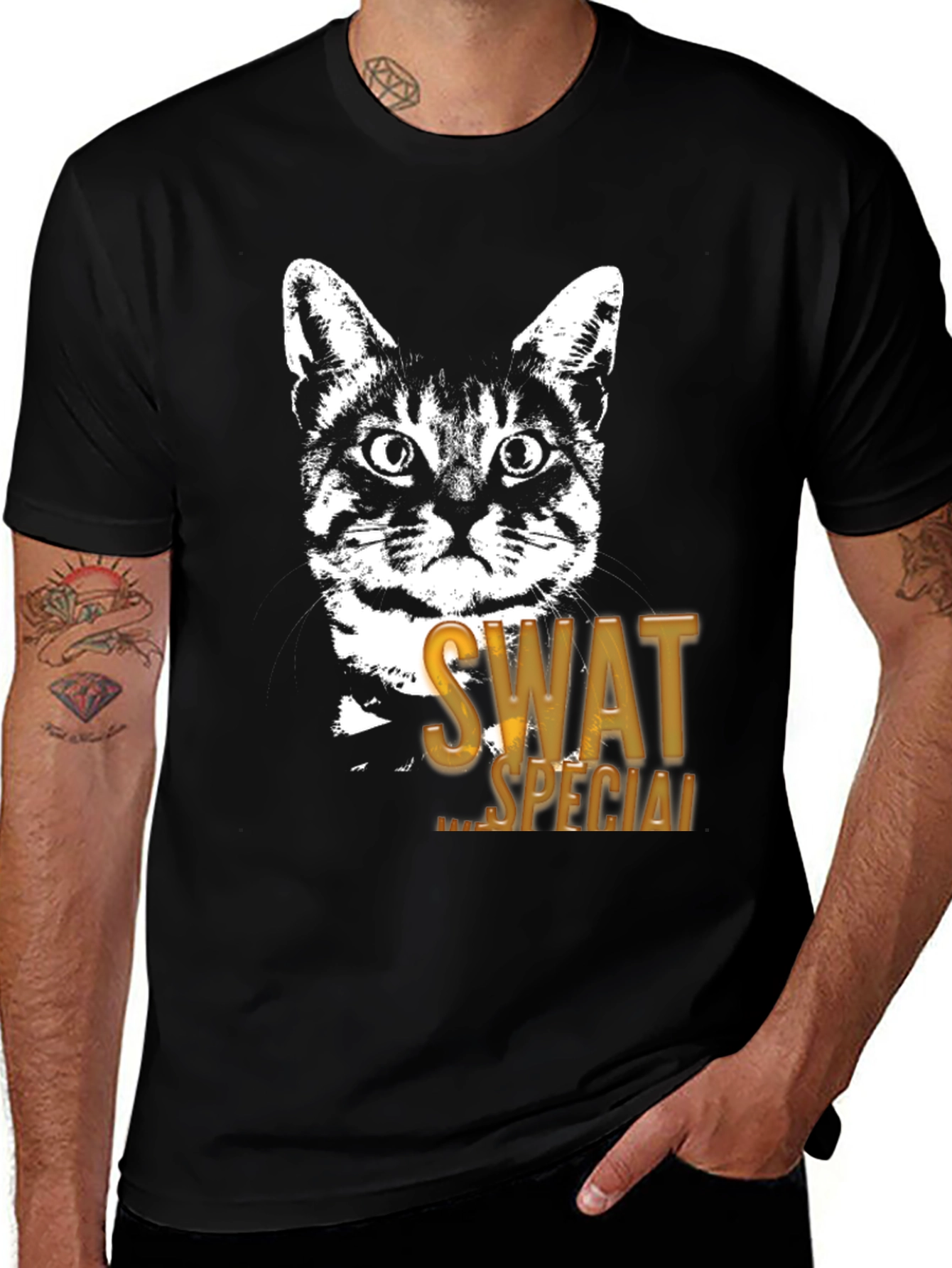 Variant 17 of SWAT Cat Graphic T-Shirt - Special Ops Feline Tee