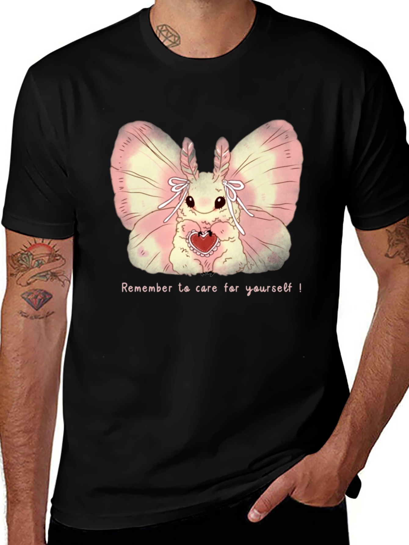 Variant 11 of Cute Moth Heart T-Shirt - Remember to Care!