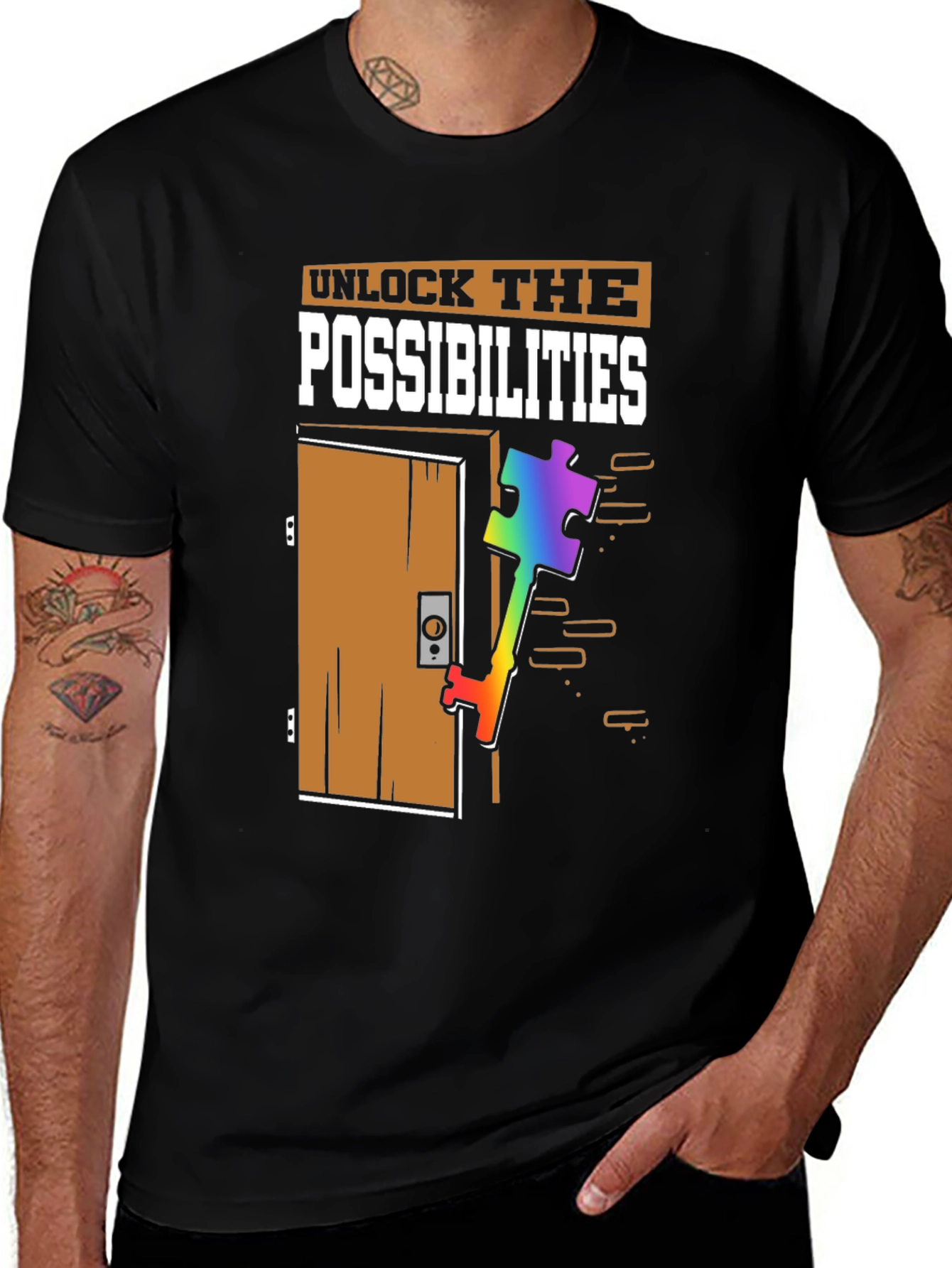 Variant 16 of Unlock the Possibilities T-Shirt Autism Awareness