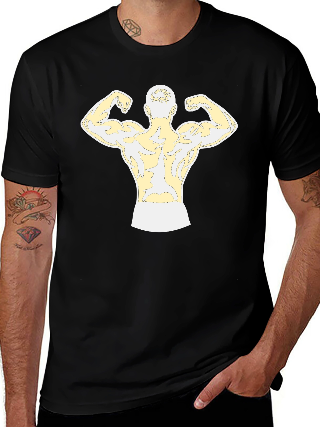 Muscle Man Graphic T-Shirt - Black