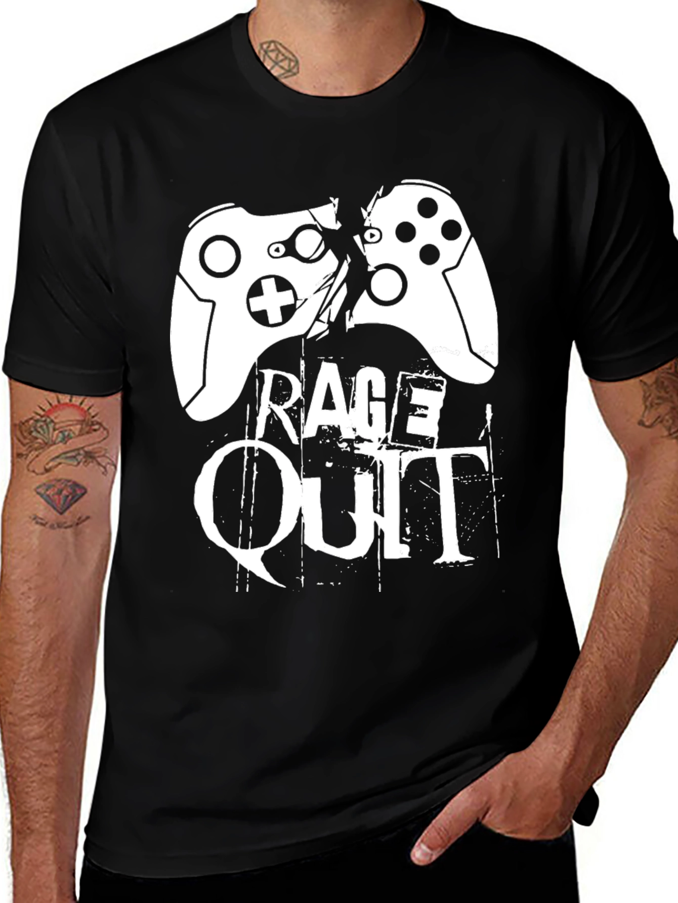 Variant 14 of Rage Quit Gaming T-Shirt - Broken Controller Design