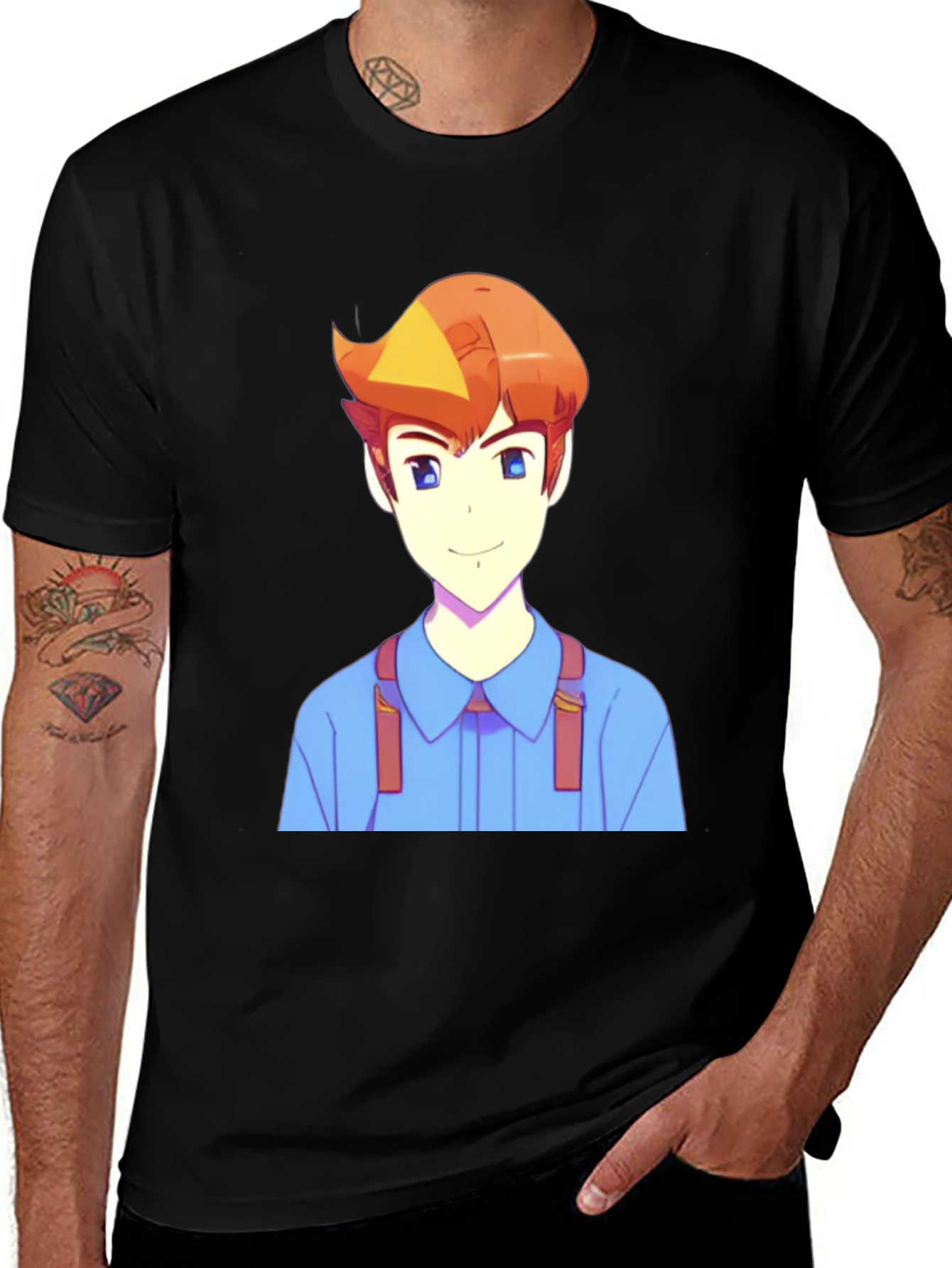 Variant 8 of Anime Character Print Black T-Shirt