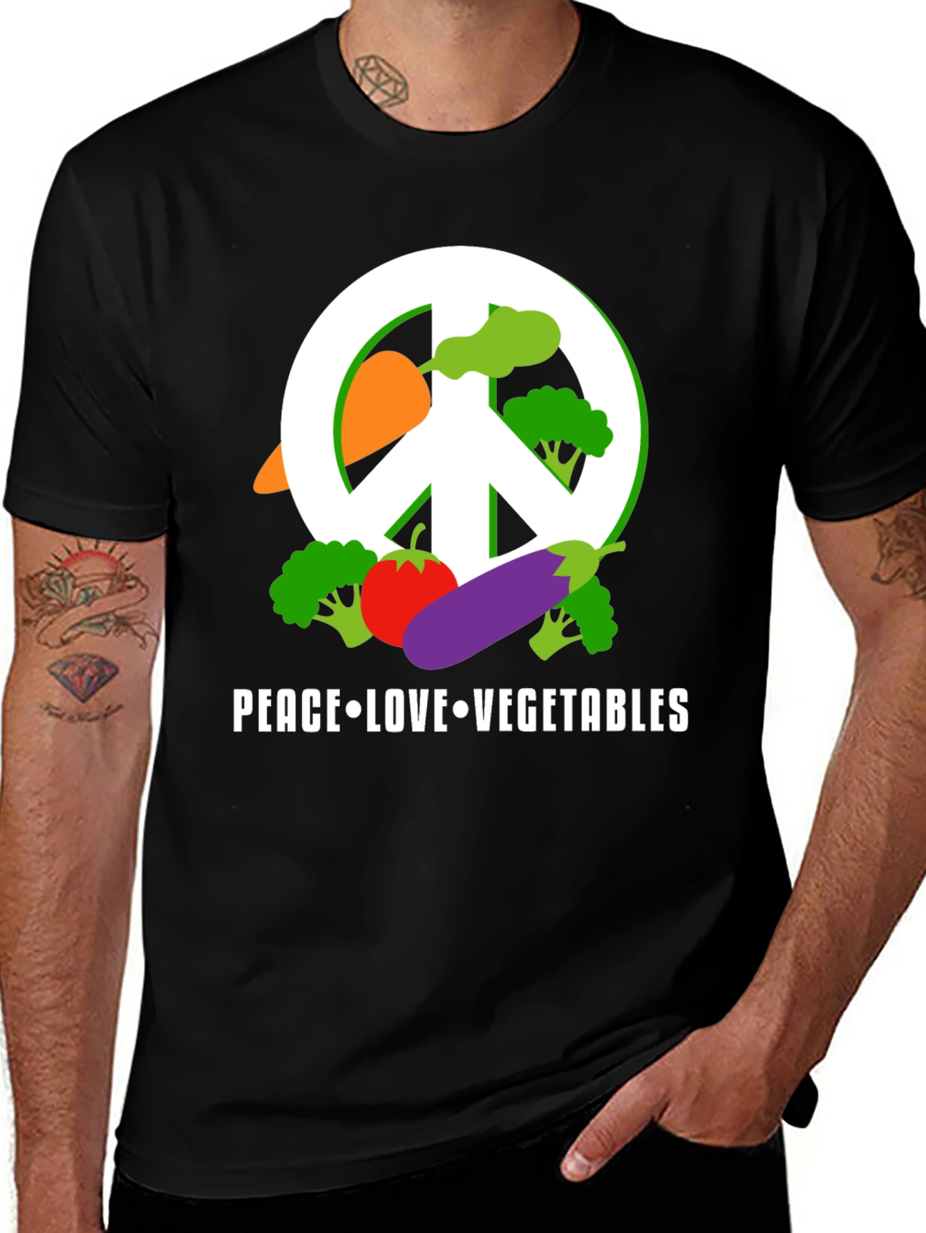 Variant 14 of Peace Love Vegetables T-Shirt - Vegan Friendly