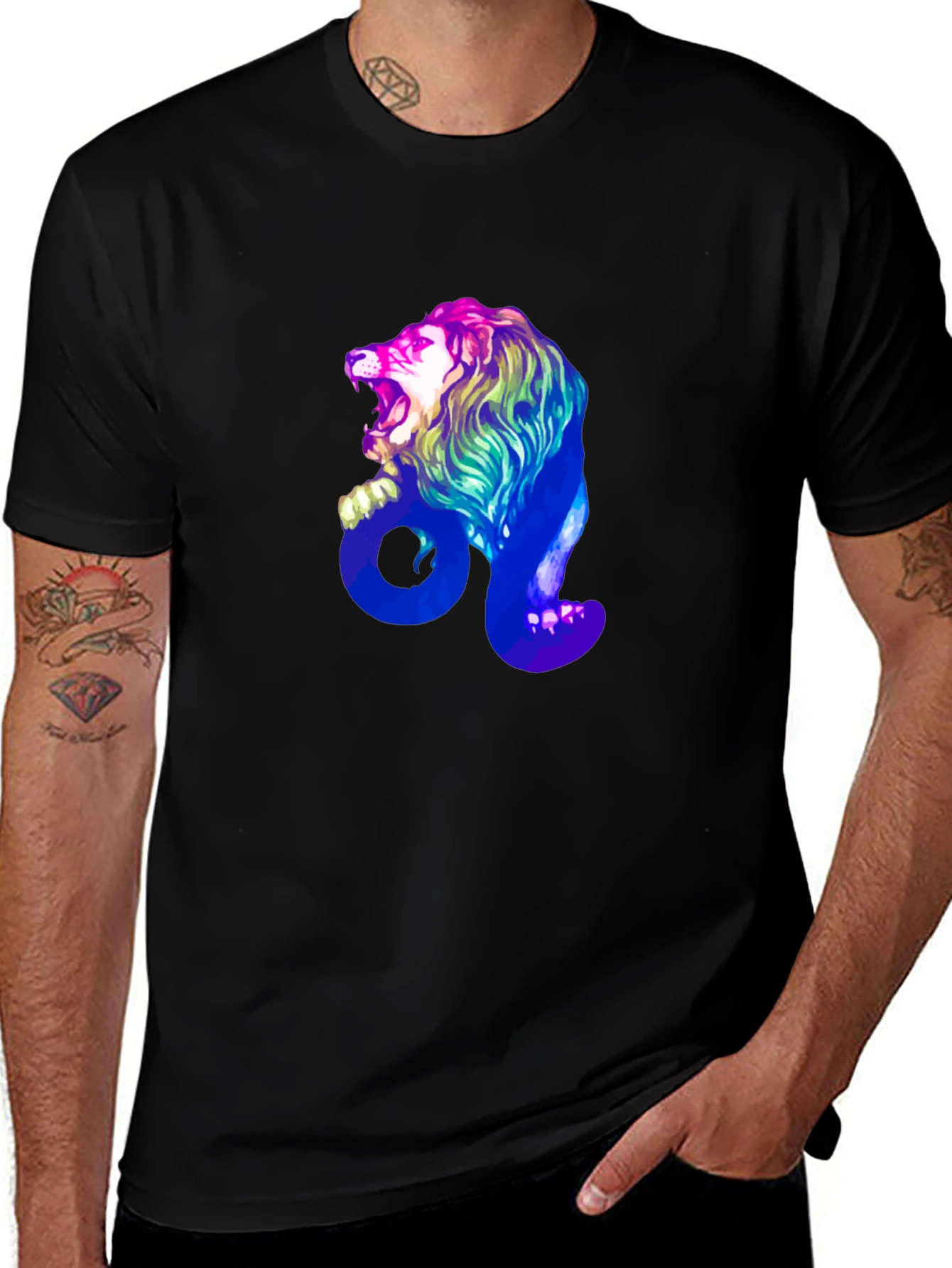 Leo Zodiac Lion Graphic Tee - Men's Black T-Shirt