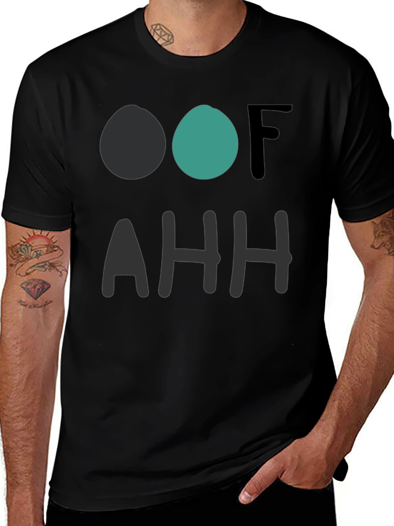 Variant 7 of OOF AHH Graphic Print Black T-Shirt