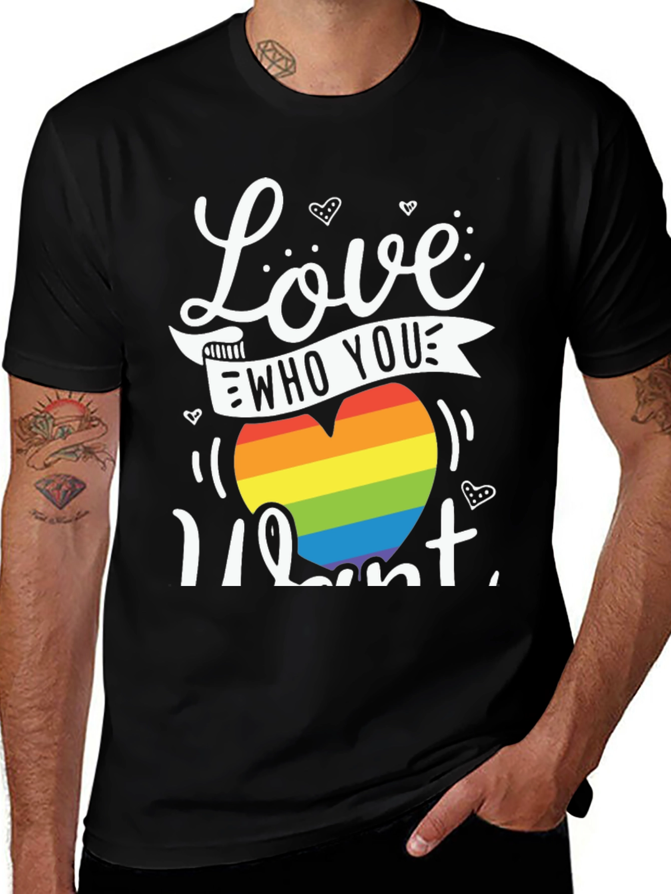 Variant 16 of Love Who You Want Rainbow Heart Graphic Tee