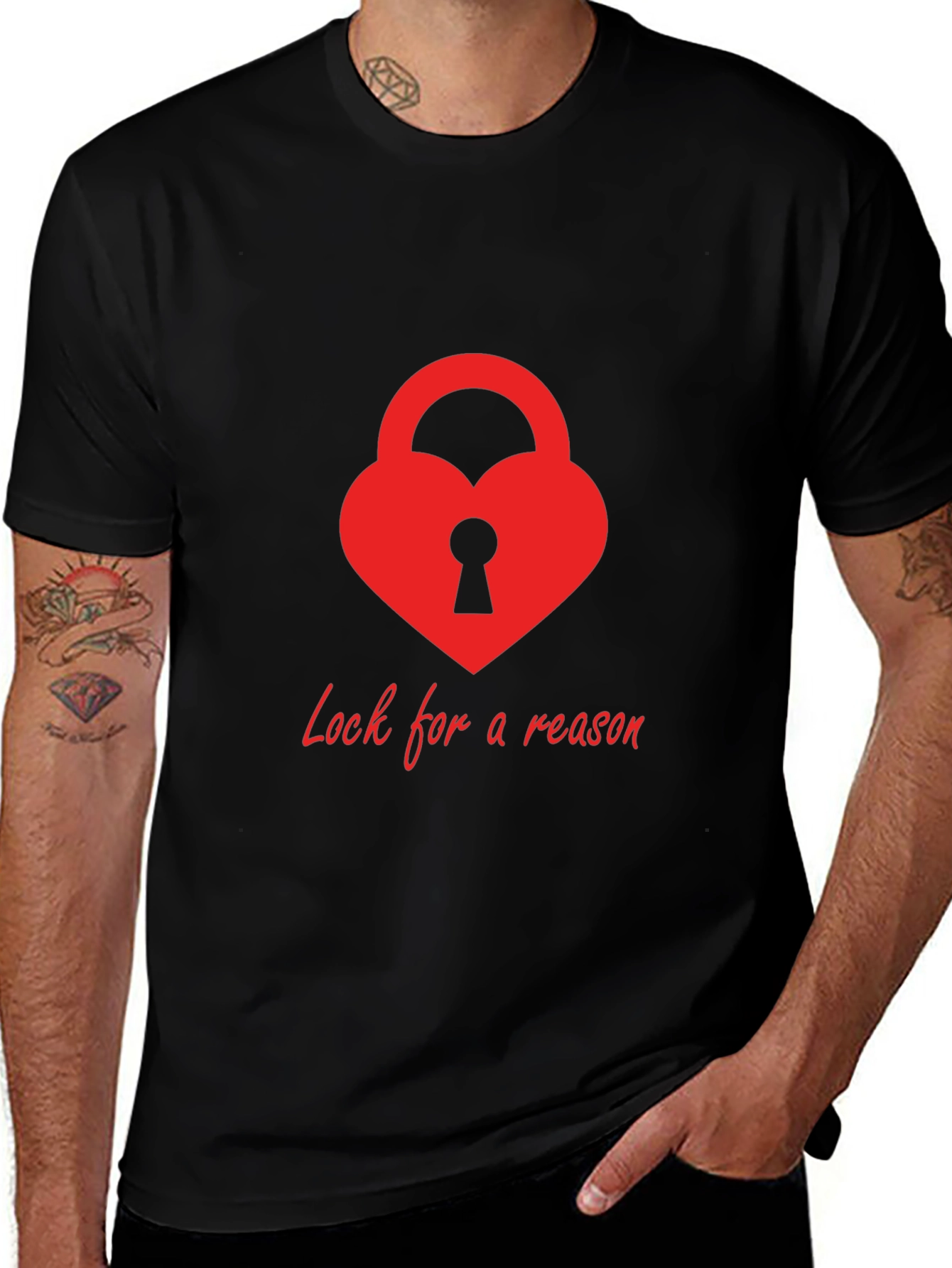 Variant 18 of Heart Lock T-Shirt - 'Lock for a Reason' Design