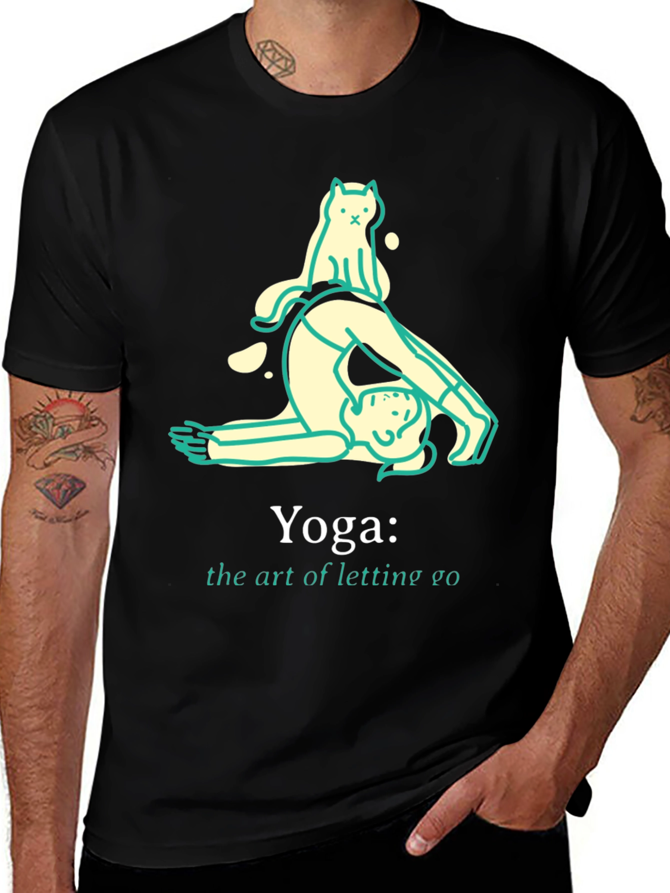 Variant 11 of Yoga Cat T-Shirt - Art of Letting Go Graphic Tee