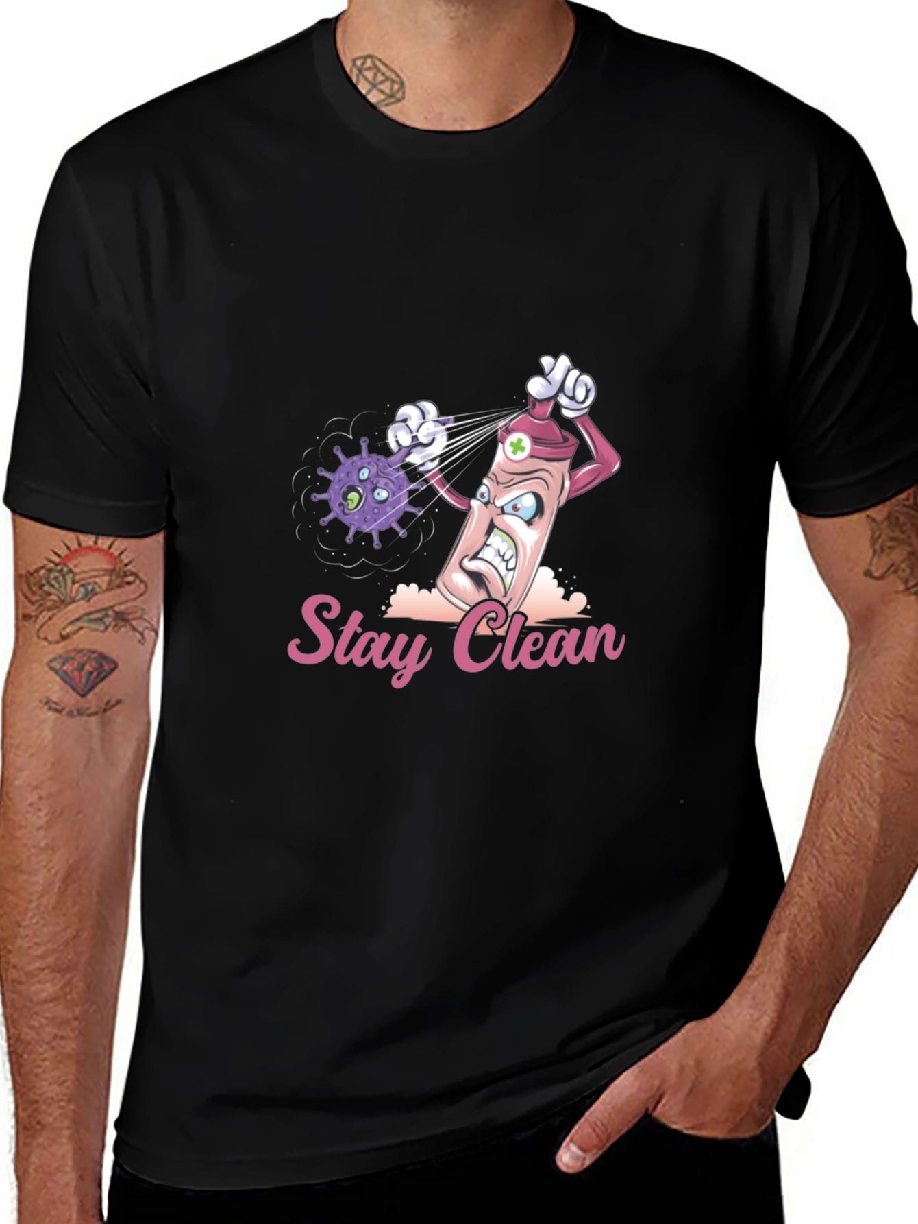 Variant 13 of Stay Clean Graphic Tee - Novelty Cartoon T-Shirt