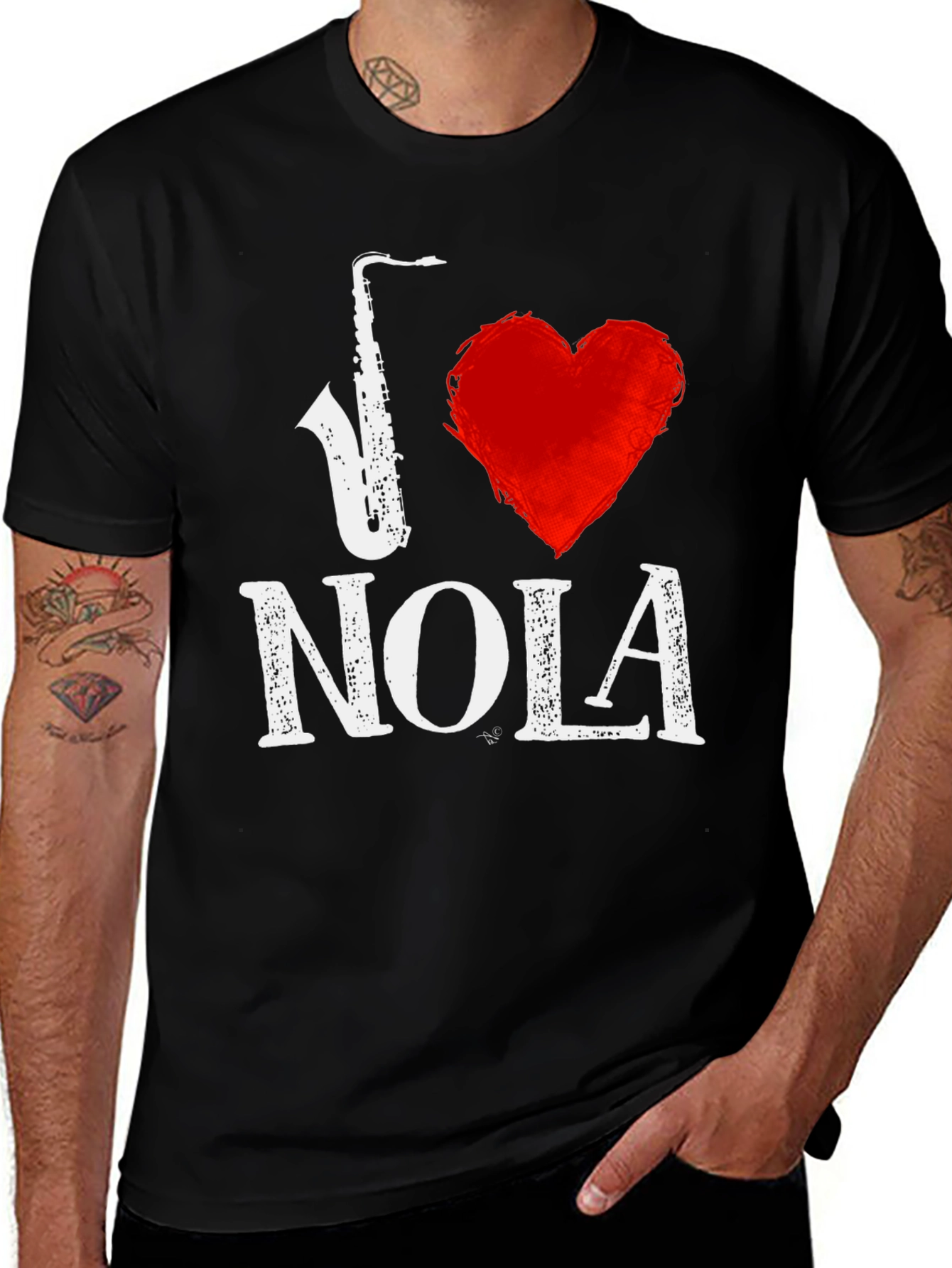 I Love NOLA Saxophone Graphic Tee - Black