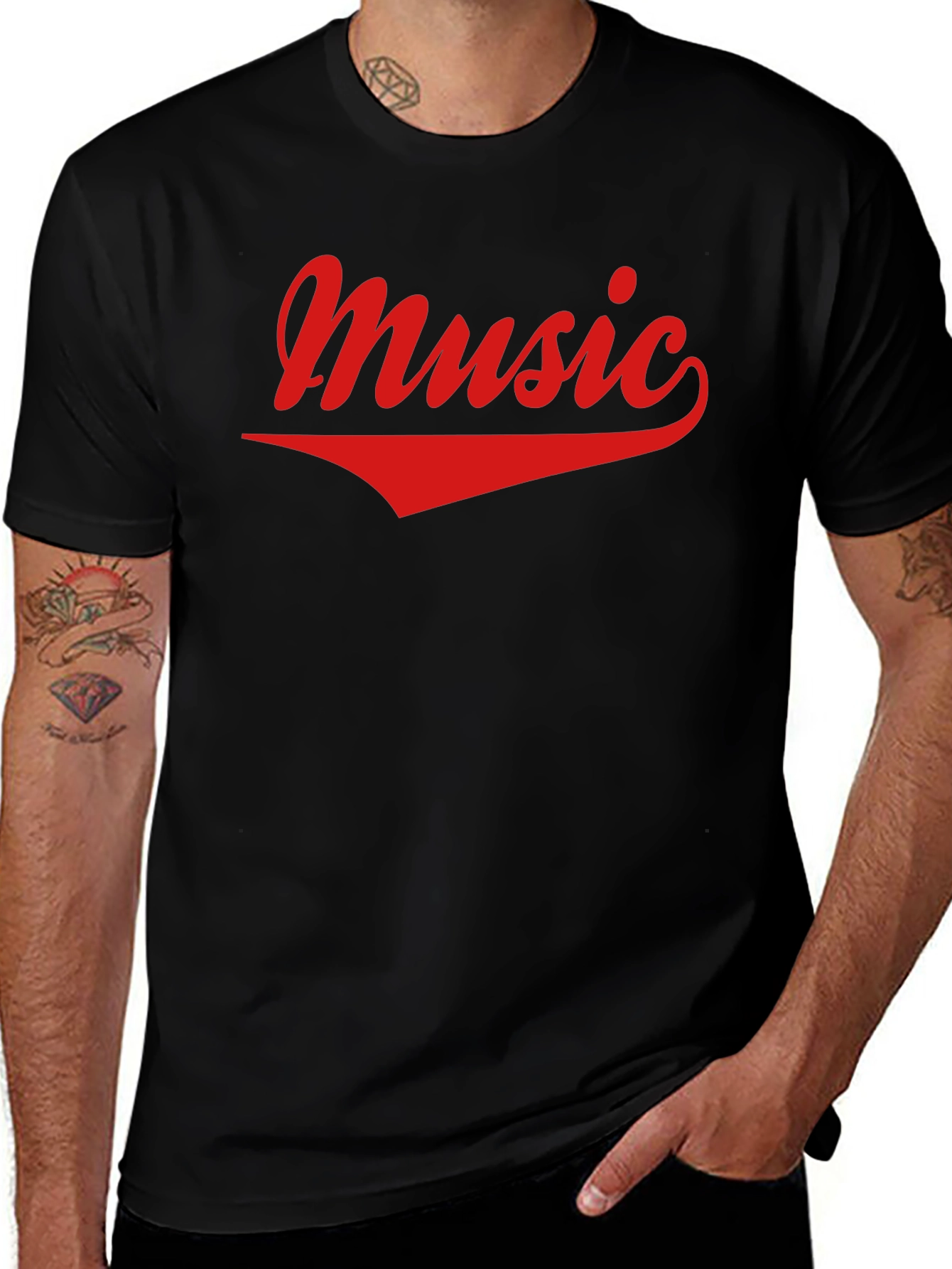 Variant 19 of Music Graphic Tee - Casual Black Cotton T-Shirt