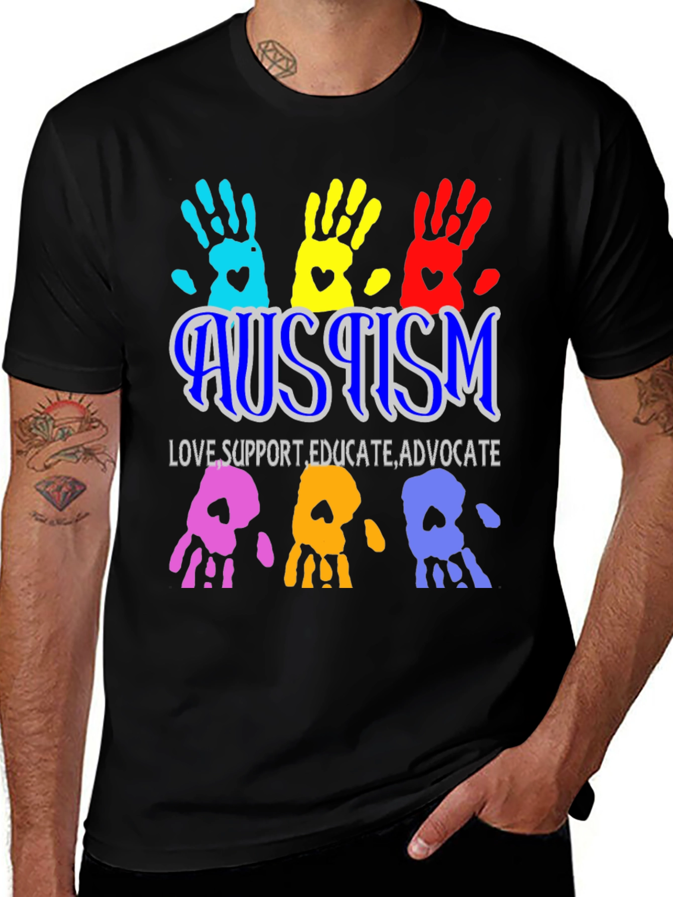 Variant 15 of Autism Awareness Graphic T-Shirt - Love Support Advocate