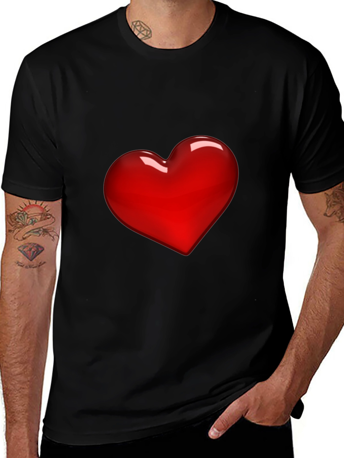 Variant 26 of Heart Graphic Black T-Shirt - Love & Affection