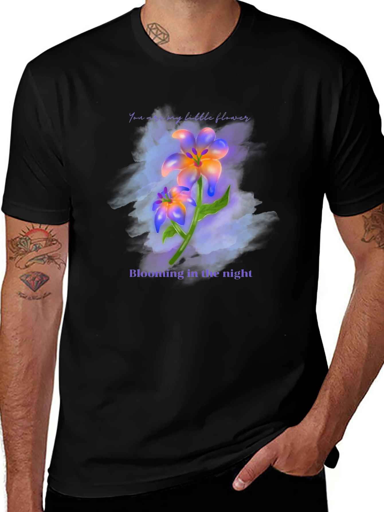 Variant 23 of Floral Night Bloom T-Shirt - Unique Graphic Tee