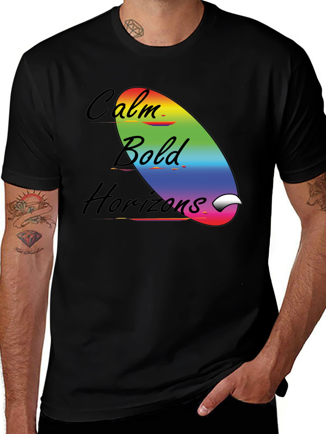 Variant 11 of Calm, Bold Horizons Graphic Tee - Black
