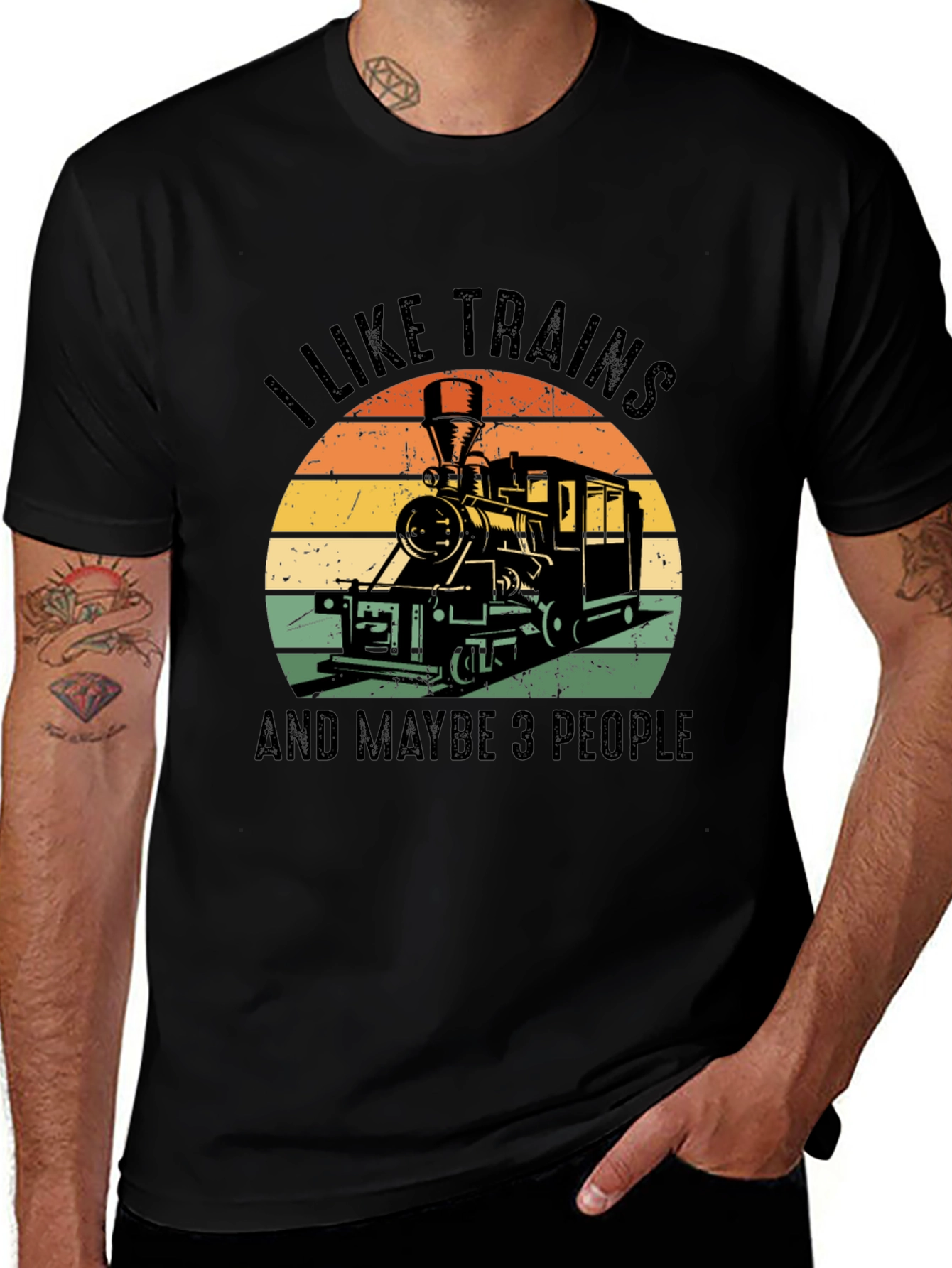 Variant 17 of I Like Trains Graphic T-Shirt - Train Lover Tee